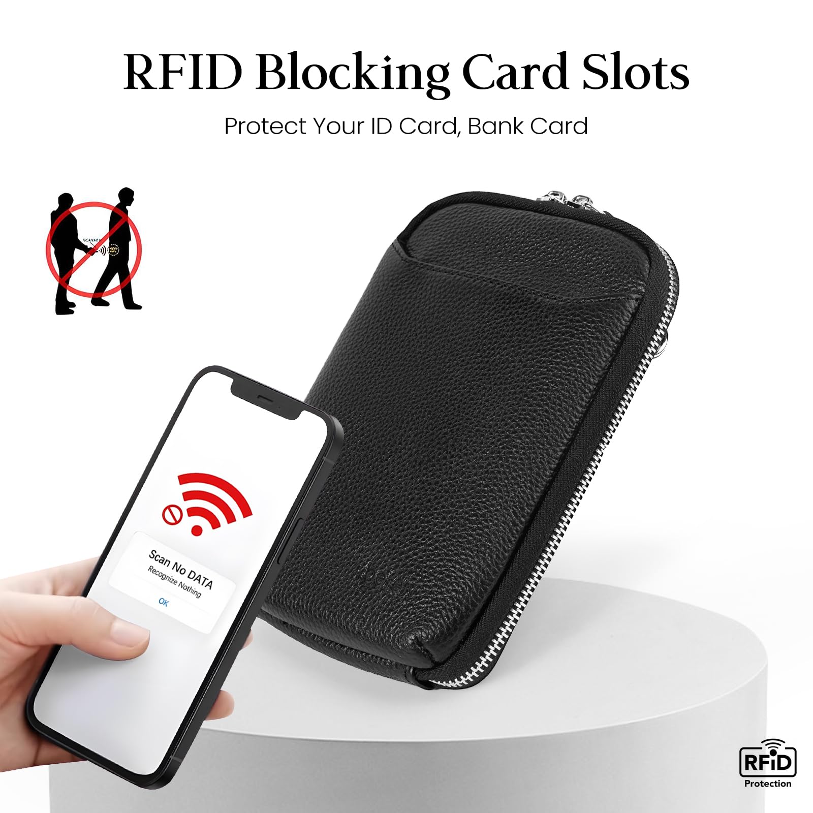 befen Genuine Leather Black Leather Small Crossbody Phone Bags for Women Mini Wallet Purse RFID Crossbody Bags for Women - Fit iPhone 15 Pro Max