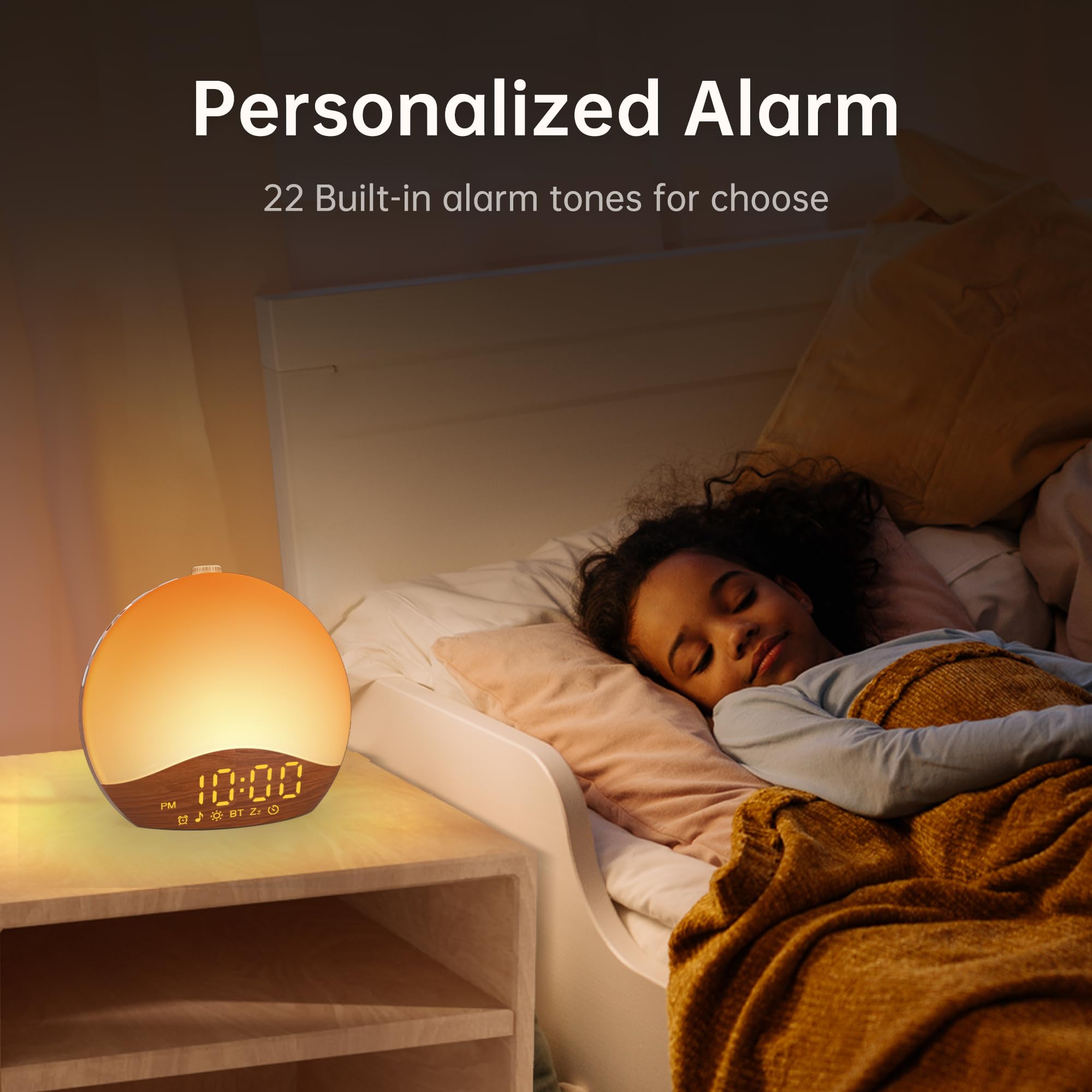 Sunrise Alarm Clock White Noise Sound Machine with 26 Soothing Sounds, 17 NightLights, Bluetooth Speaker, Wake Up Light Alarm Clock for Bedrooms, Heavy Sleepers, Ideal Gift for Baby, Kids, Seniors