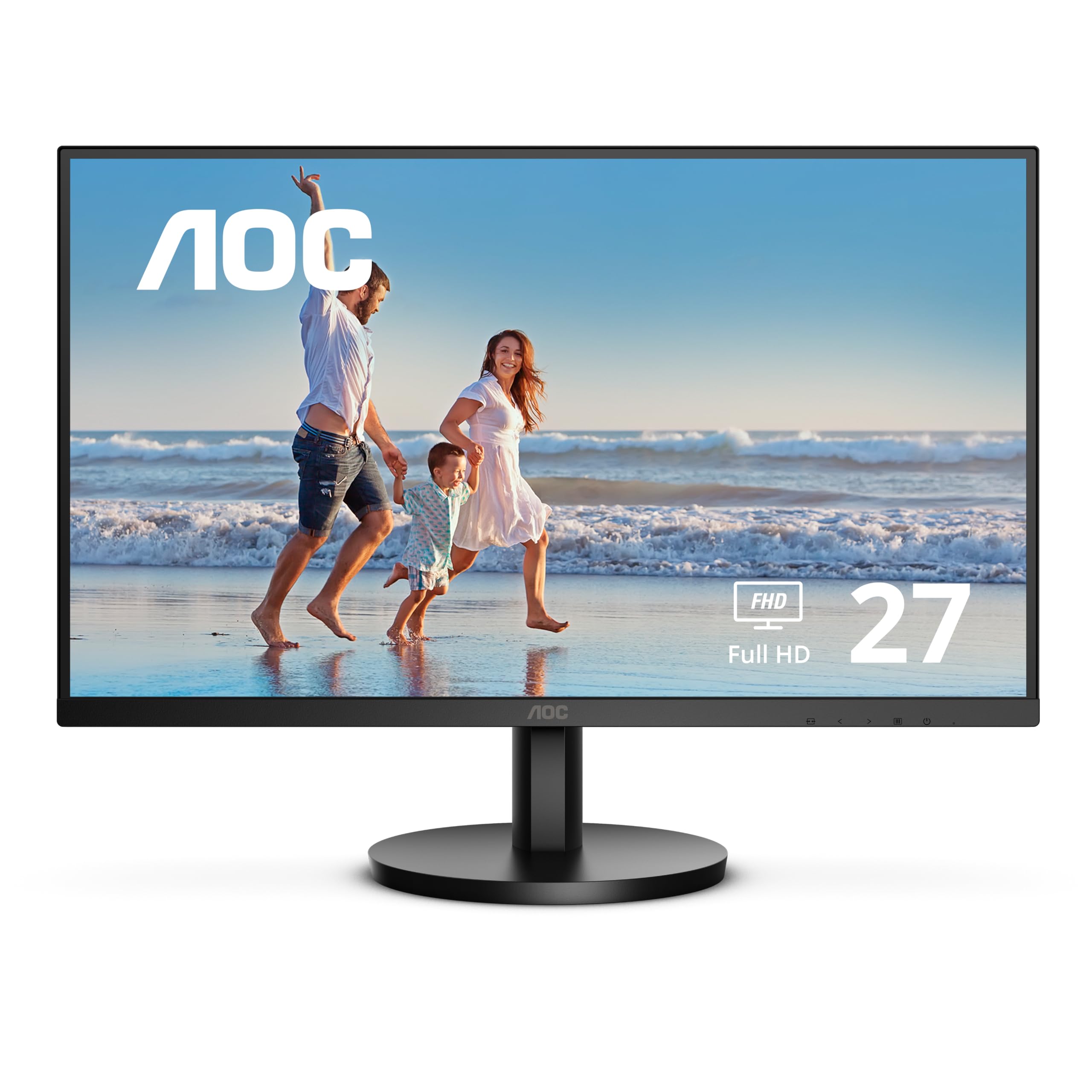 AOC 27B3HM 27" Full HD Monitor, 3-Sided Frameless & Ultra Slim Design, HDMI and VGA inputs, Lowblue Mode, Adaptive Sunc, VESA compatible,Black