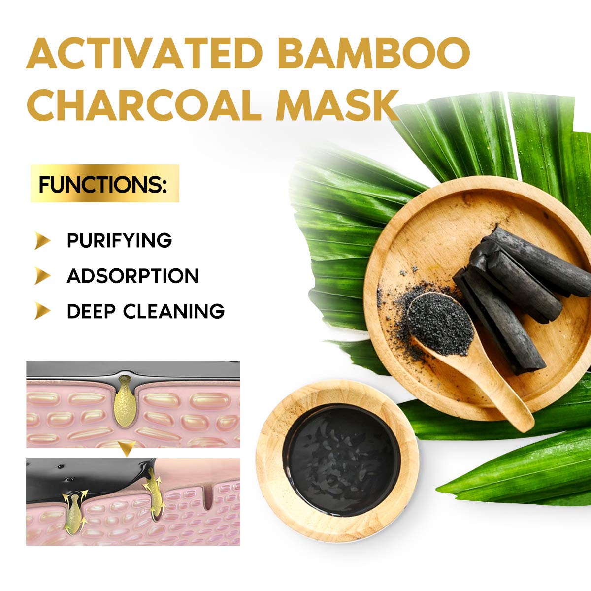 YLNALO Blackhead Remover Mask Kit, Charcoal Peel Off Facial Mask with Brush and Pimple Extractors, Deep Cleansing for Face Nose Blackhead Pores Acne, For All Skin Types (3.5 Fl.oz)