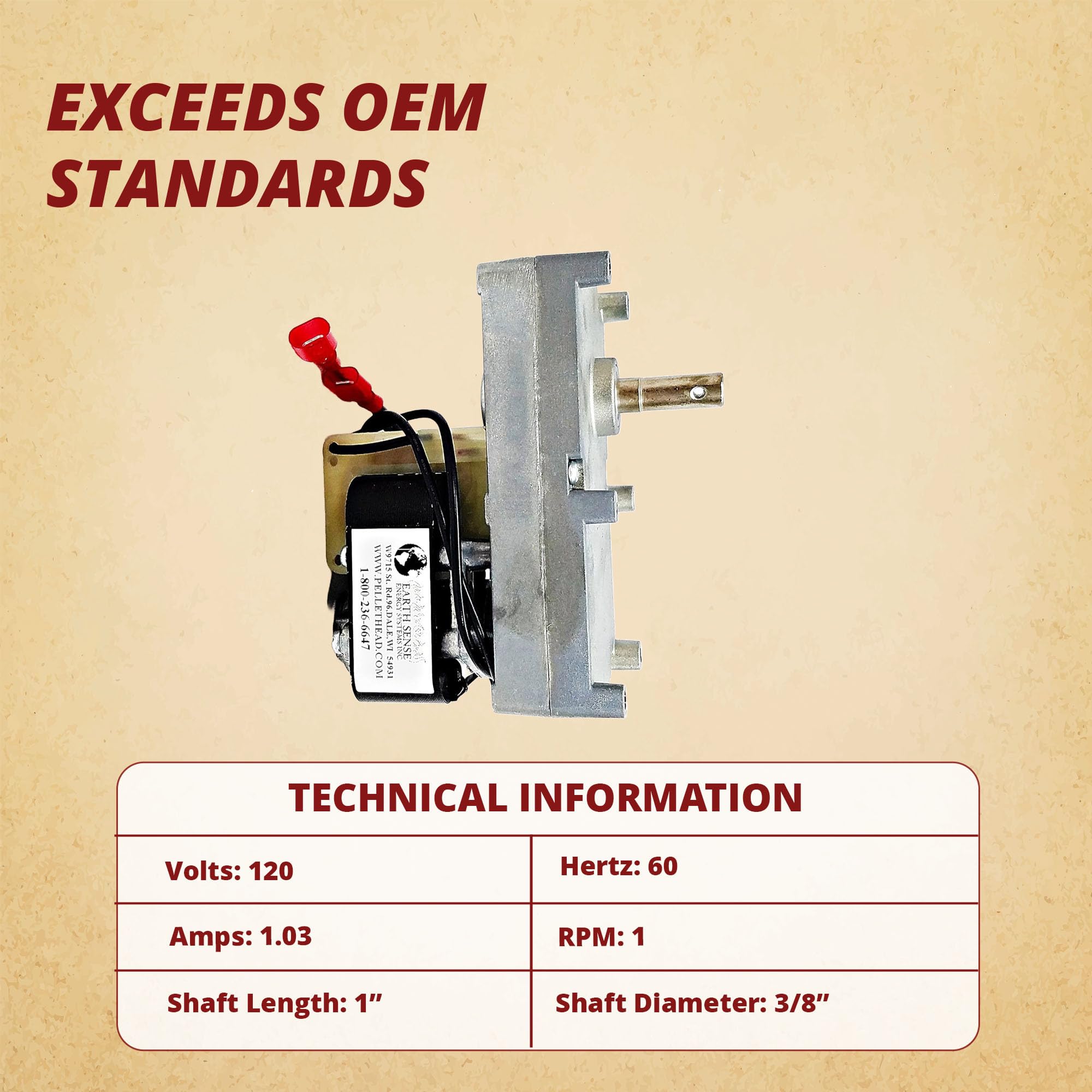 King Ashley 80488 Auger Feed Motor Fits 5500 5502 5510 AP 5770 AP5790 American Harvest 6033 6035 6037 6039 6041 Vogelzang VG5790 VG5770 1 RPM W/Hole Counter Clockwise 80457