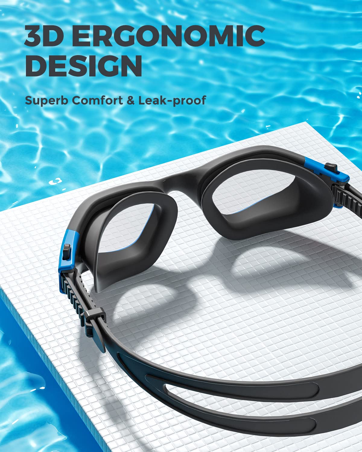 OMID Swim Goggles, P2 Lite Comfortable Swimming Goggles, Anti-Fog Leak Proof UV Protection Crystal Clear Vision Swim Goggles for Men Women Adult Youth (Clear)