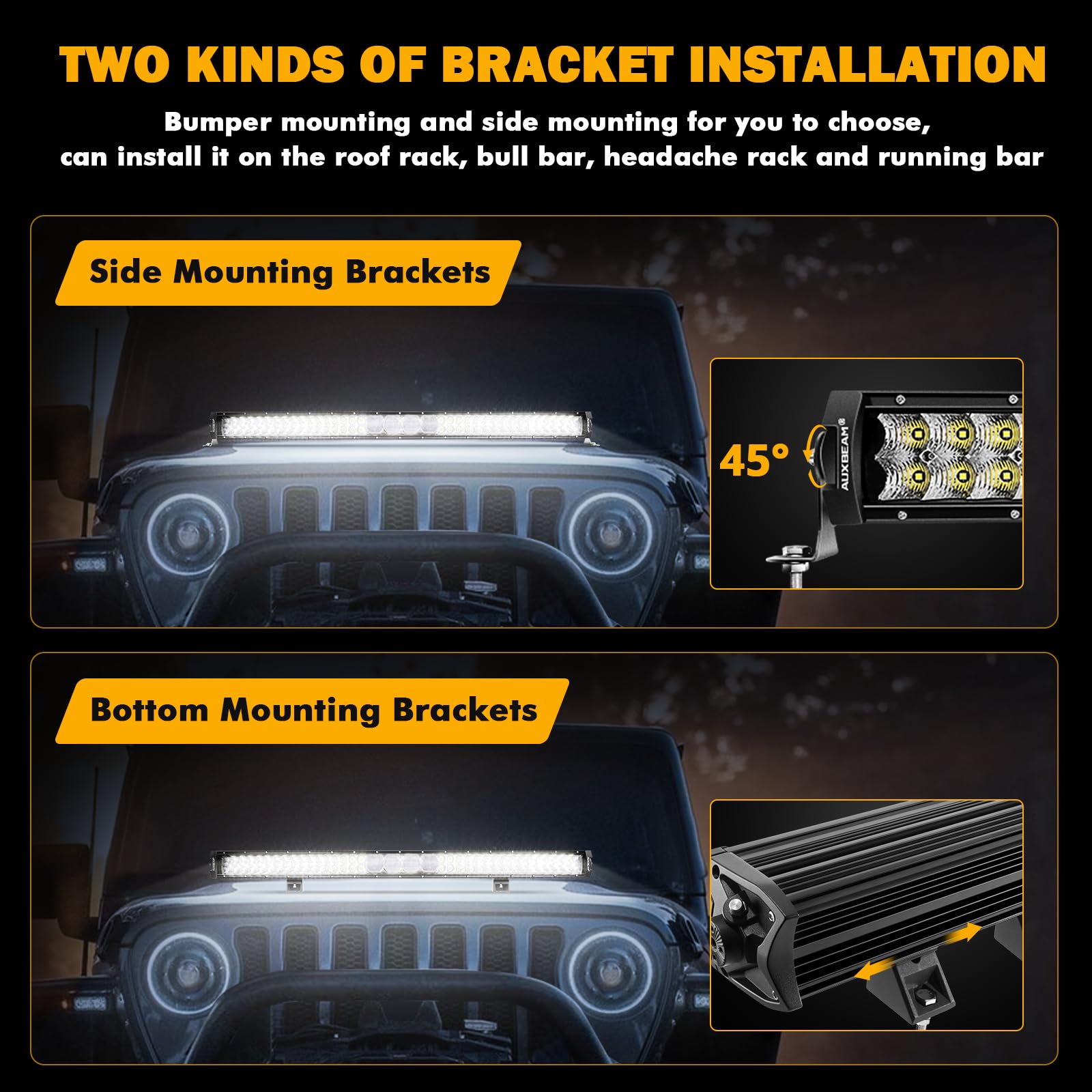 Auxbeam 42 Inch 360W LED Light Bar, 5D Pro Series Dual Row Spot Flood Combo Off Road Lights, 44000LM Driving Off Road Lights with 10FT Wiring Harness Kit for Jeep SUV UTV ATV Pickup Truck