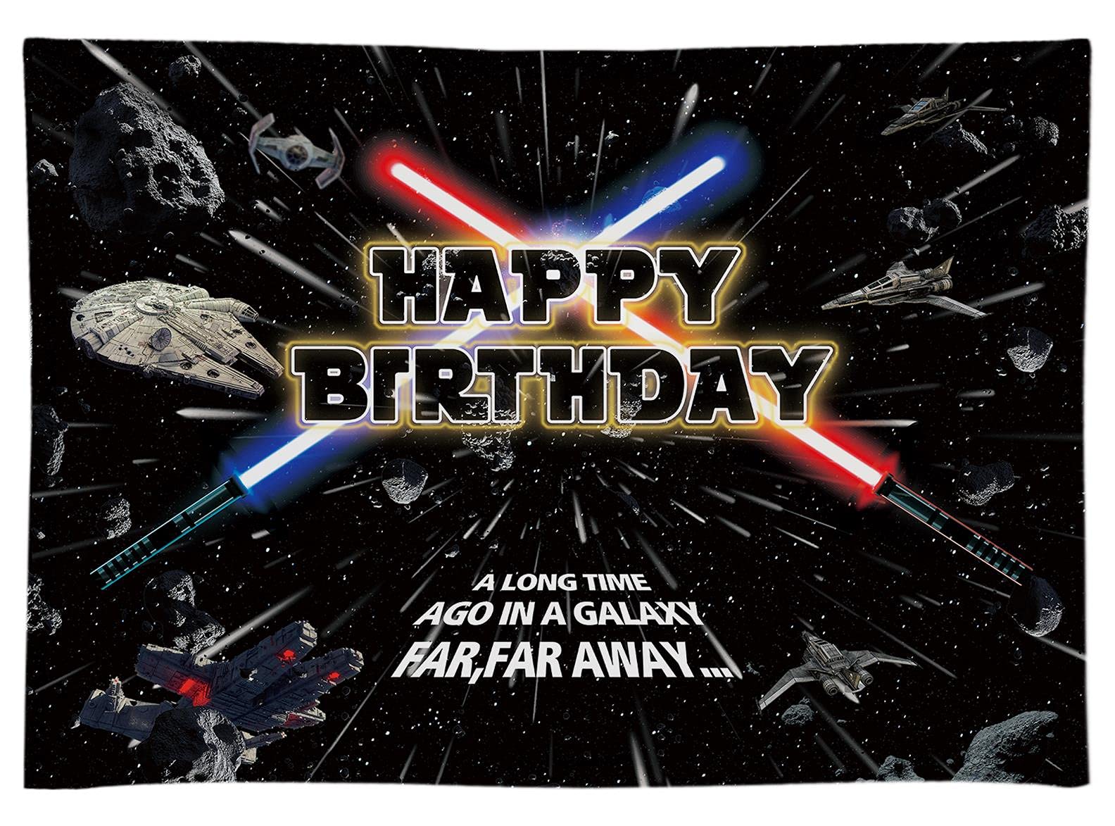 Seasonwood 8x6ft Fabric Star Themed Birthday Party Backdrop for Boys Kids No Wrinkles Galaxy Universe Wars Photography Background Baby Shower Decorations Cake Table Banner Photo Booth Props Supplies