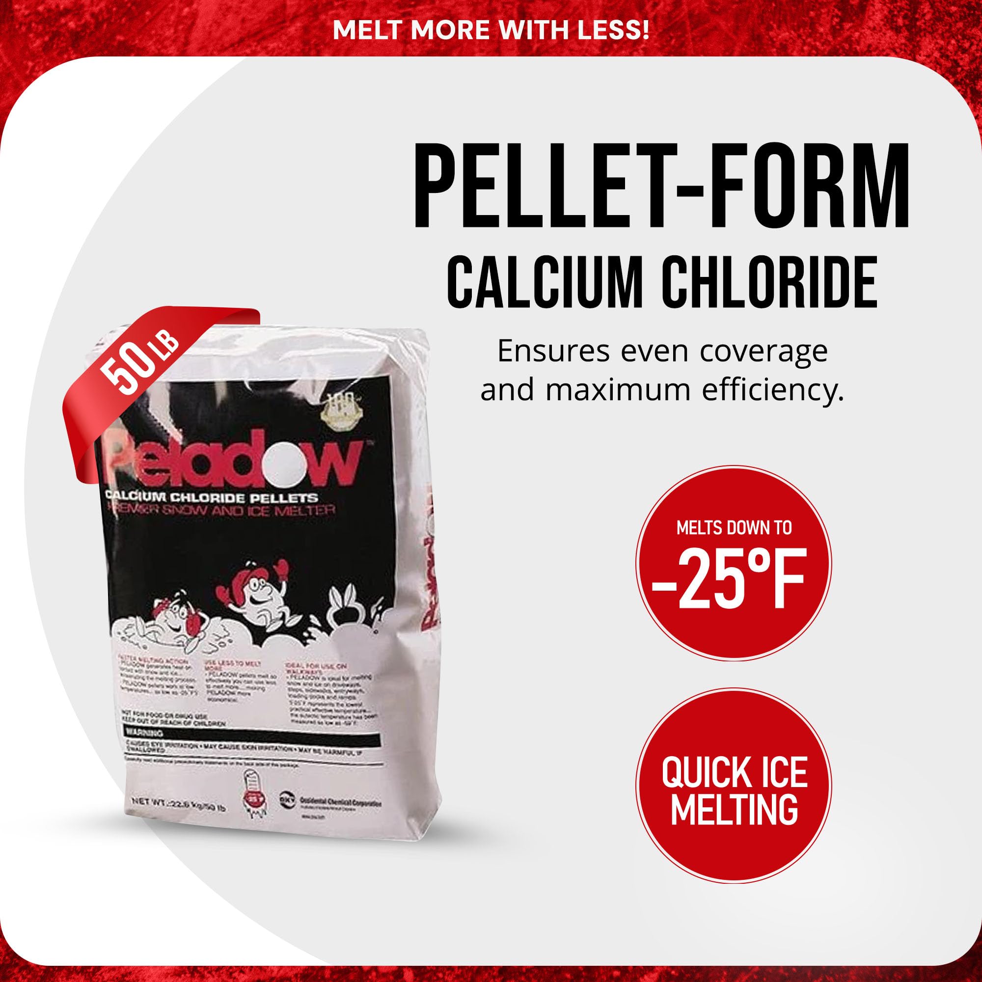 Peladow Calcium Chloride Pellets Snow and Ice Melter, 50 lb.