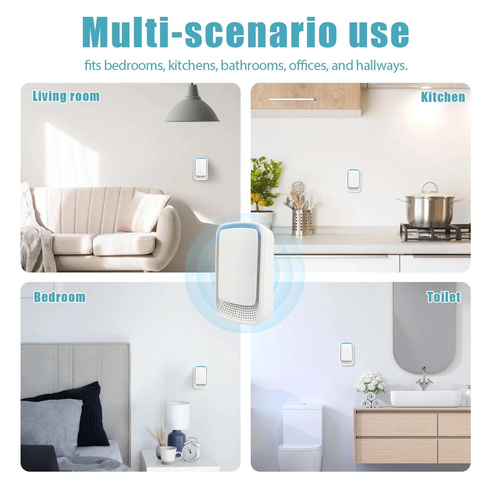 4 Pack Plug In Air Purifier, Negative Ion Filtration System, Quiet Ionic Air Purifiers for Home Bedroom, Mini Portable Air Filter for Kitchen, Basement, Odor, Pets Smell