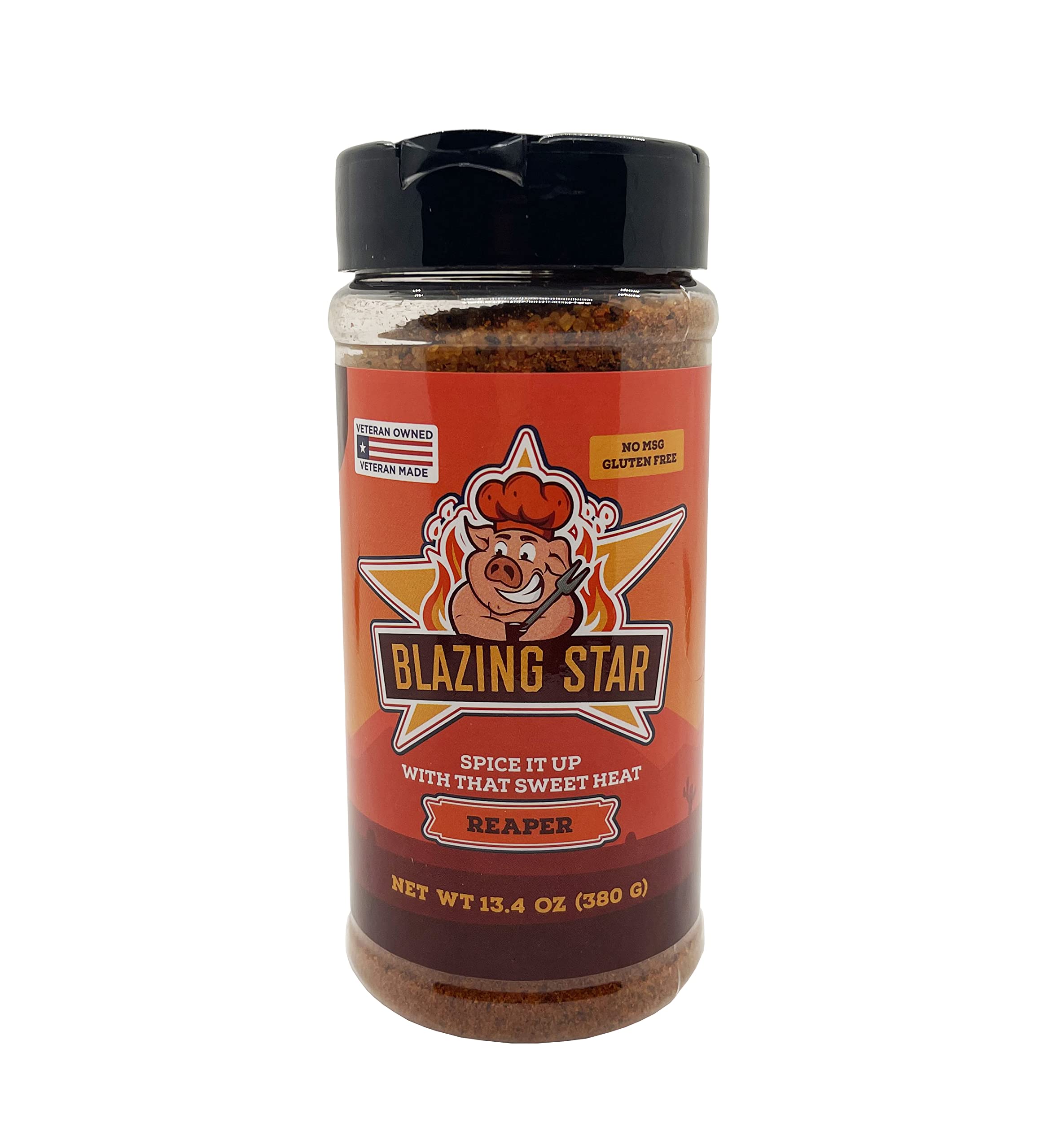 Blazing Star Reaper Rub – Balanced Sweet Heat Seasoning with Carolina Reaper Peppers – Perfect BBQ Rub for Ribs, Wings, Chicken, Pork, and Even Fruit – Veteran Owned (13.4 oz)