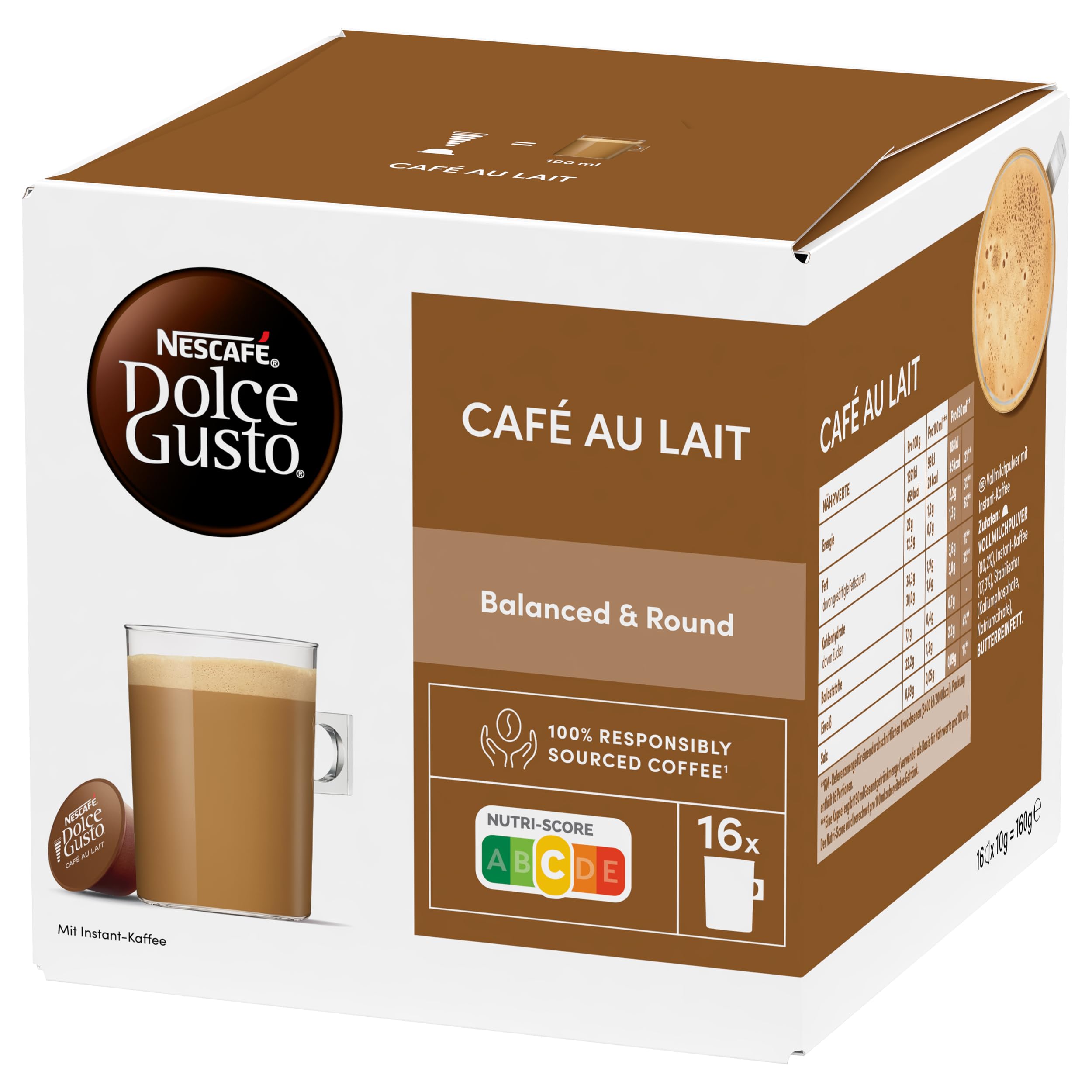 Nescafé Dolce Gusto Café au lait, Pack of 6, 6 x 16 Capsules