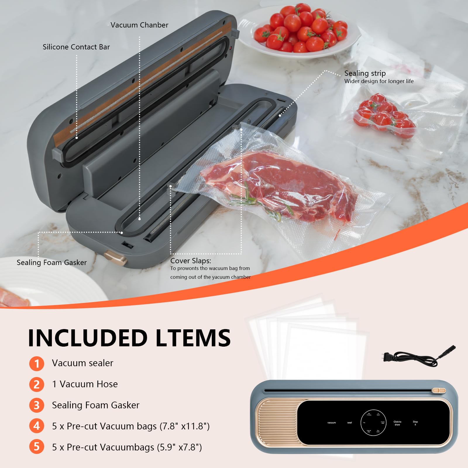 Hydroserenity Vacuum Sealer Machine, Precision Compact mini vacuum sealer 65 Kpa Powerful Suction, Automatic Operation, Ideal for Easy & Efficient Food Preservation and Storage With 10 Bags (Black)