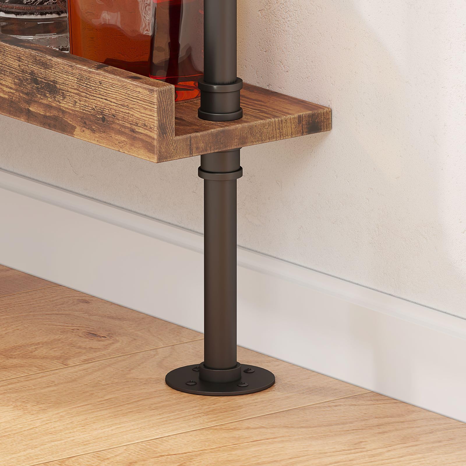 Woskar 5-Tier Wall Mounted Wine Rack, Industrial Pipe Bar Shelf for Wine Bottle Storage, Industrial Pipe Shelves Shelf Shelving for Home Bar Dining Room Kitchen (40" W x 79" H x 8.6" D)