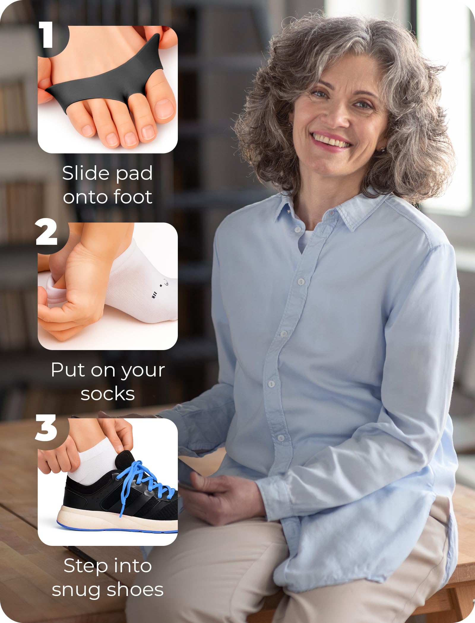 Metatarsal Foot Pads (4 Pack) + Premium Gel Heel Pads (2 Pack, M) – Foot Cushion Set for Daily Comfort & Pressure Relief