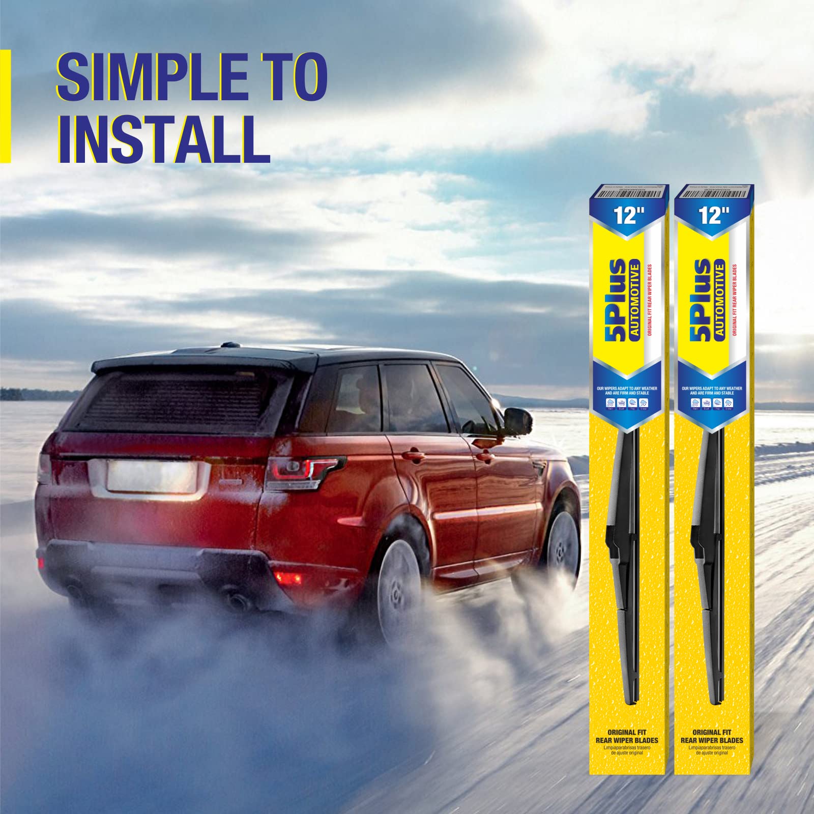 5 PLUS 12" Rear Wiper Blades Replacement For TOYOTA RAV4 2023-2019,2012-2001, Highlander 2019-2001,Land Cruiser 2019-2013,2011-2008, Yaris 2019,11-06 Venza 14-09, BACK Windshield Wiper Blades(12-A)