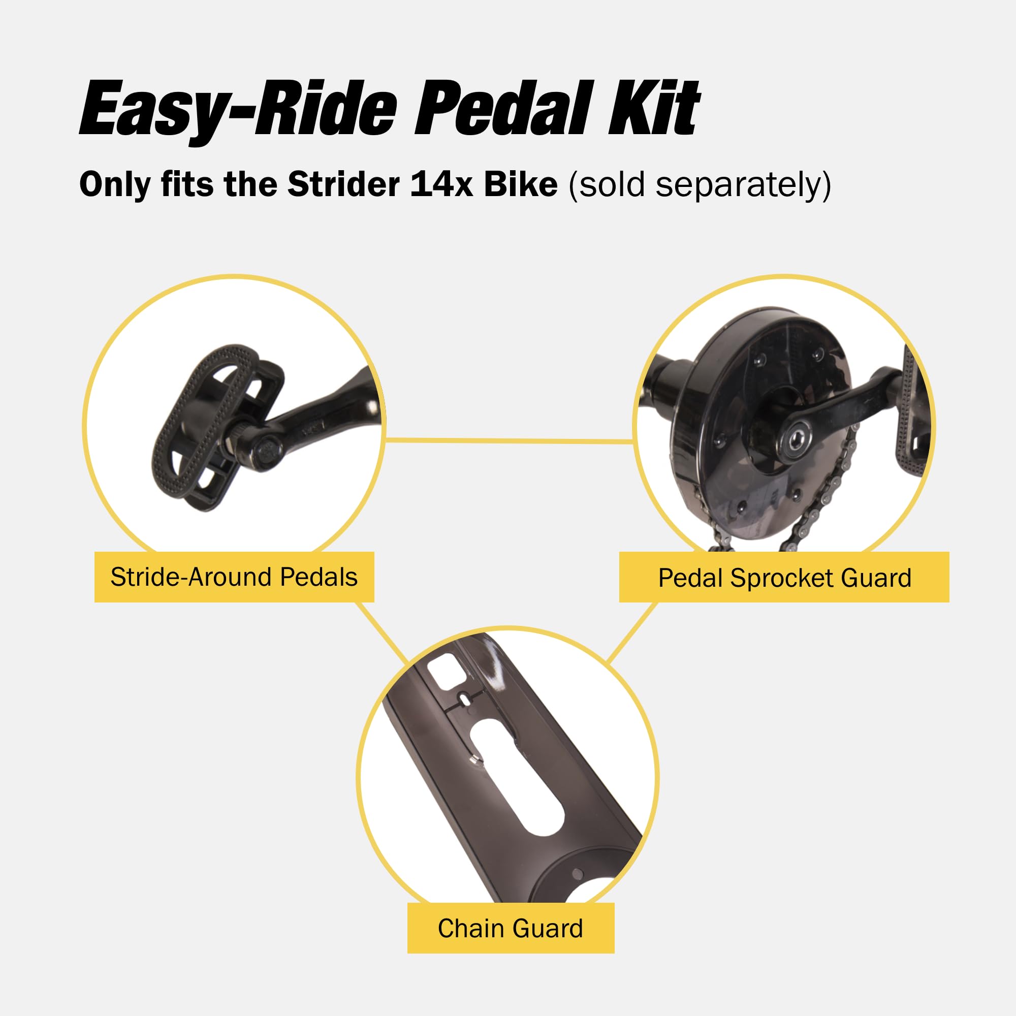 Strider 14x Easy-Ride Pedal Kit - Transform 14x Balance Bike into Pedal Bike - For Kids 4 to 7 Years - Easy Assembly & Adjustments