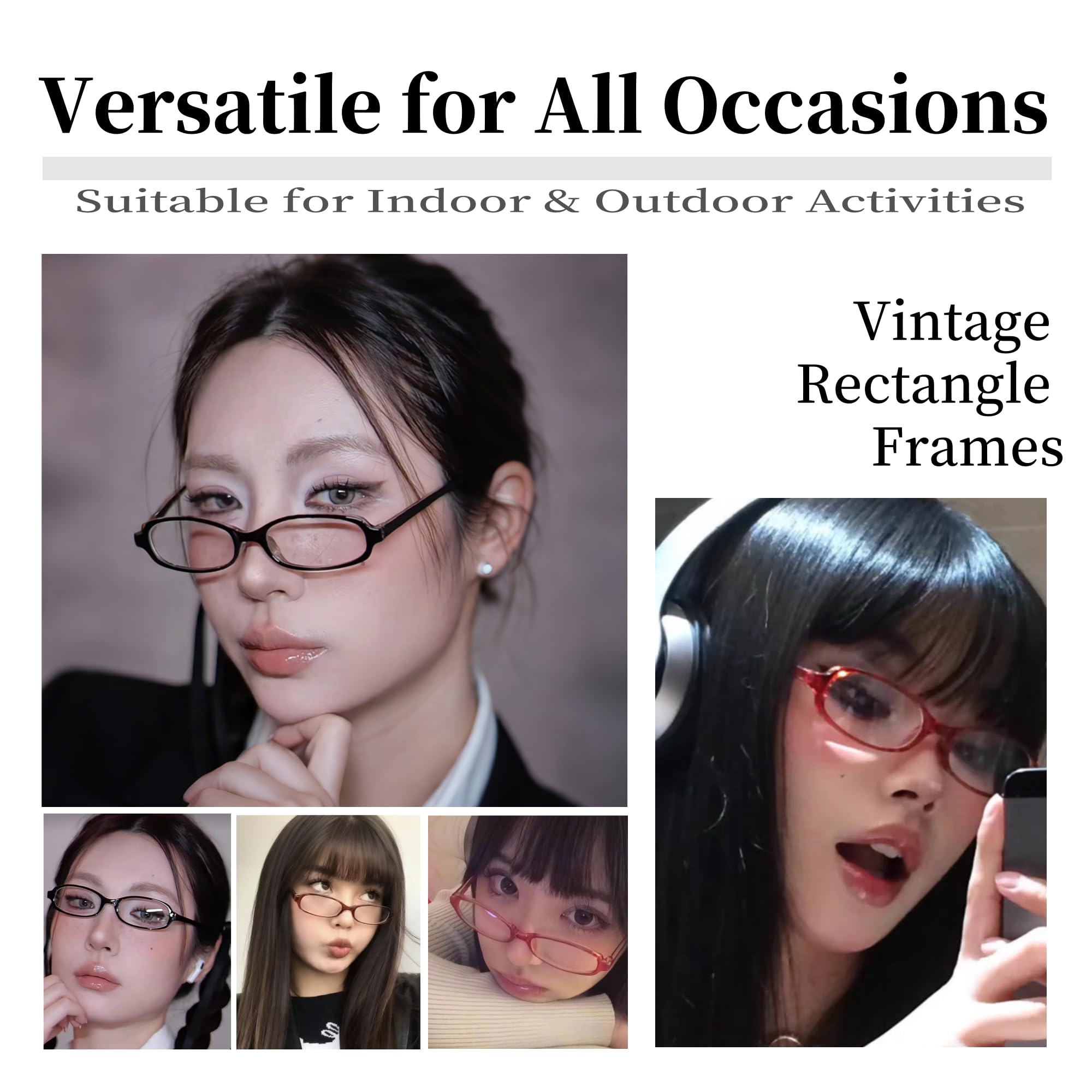 BOBUXLIIN Blue Light Retro Fake Glasses Fashion Non Prescription Clear Lens Glasses for Women Eyeglasses Full Frame 2025