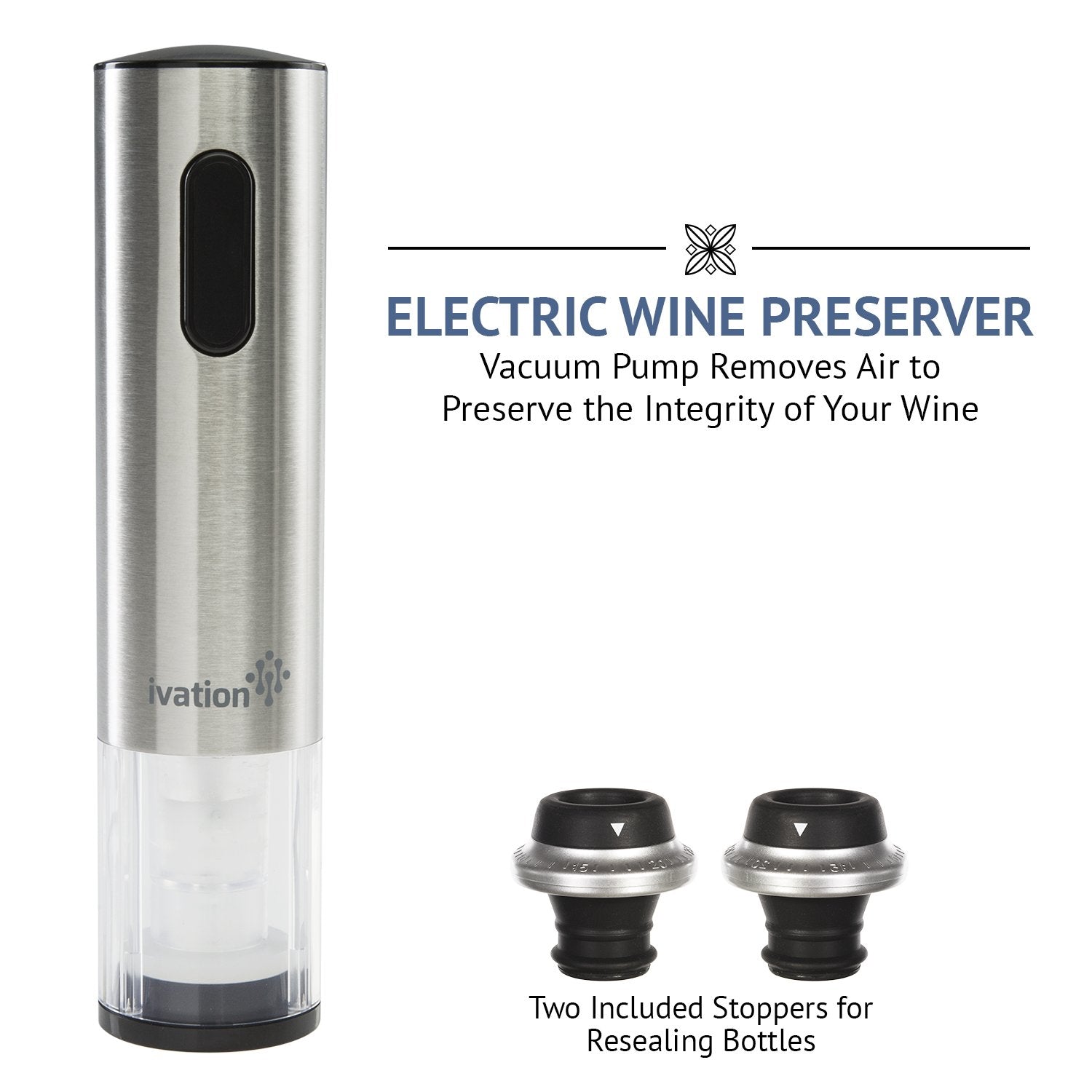 Ivation Electric Wine Gift Set – Includes Bottle Opener, Aerator, Vacuum Preserver, Stoppers, Foil Cutter & Charging Base