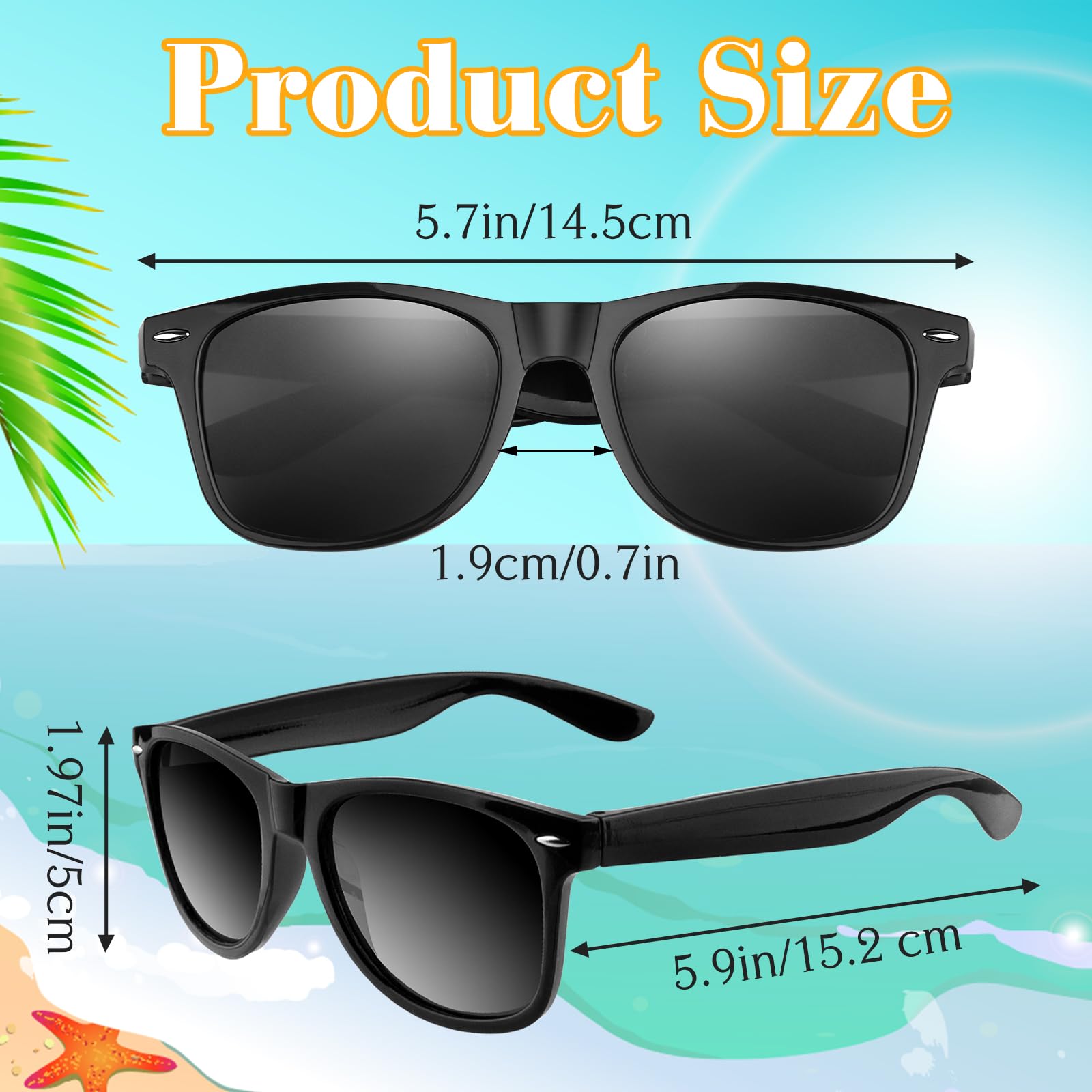 ASTARON Black Novelty Sunglasses Bulk, 6 Pack Black Novelty Sunglasses Party Favors for Summer Beach Pool Wedding Party,Great Gift for Pool, Birthday Party Supplies Goody Bag Favors