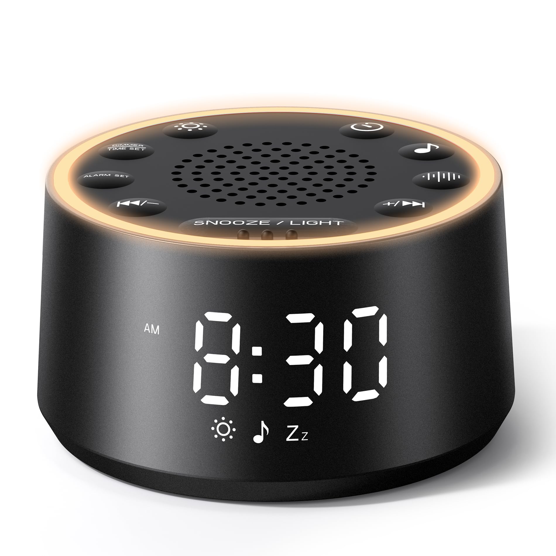Dreamegg Sound Machine for Sleep - D1 Nova White Noise Sound Machine for Baby Adult with Alarm Clock, Soothing Sounds, Dimmable, White Noise Alarm Clocks for Bedrooms Heavy Sleepers Travel, Black