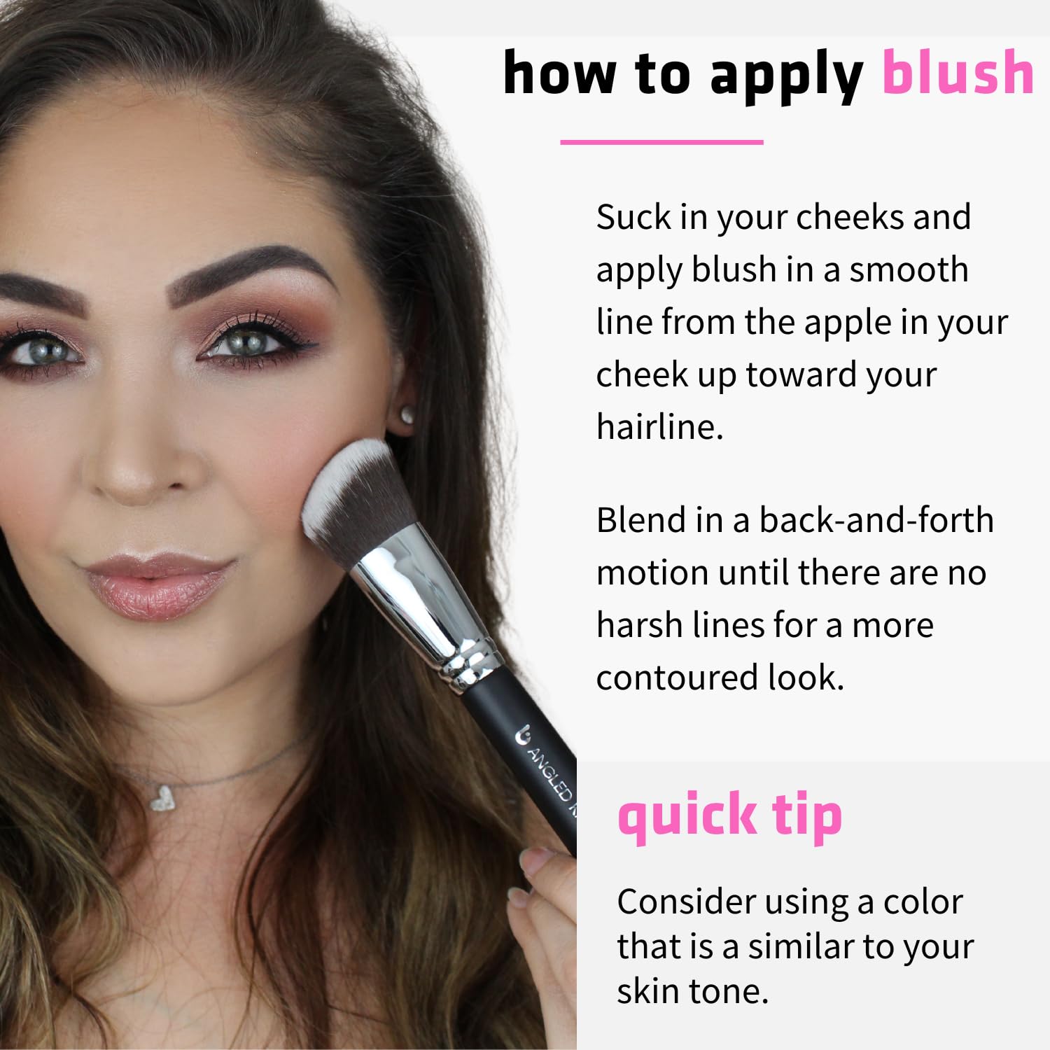 Beauty Junkees Angled Blush Brush for Cheeks – Bronzing Brush for Liquid, Cream, Mineral Powder Makeup Bronzer Contour Brush, Synthetic Kabuki Brush