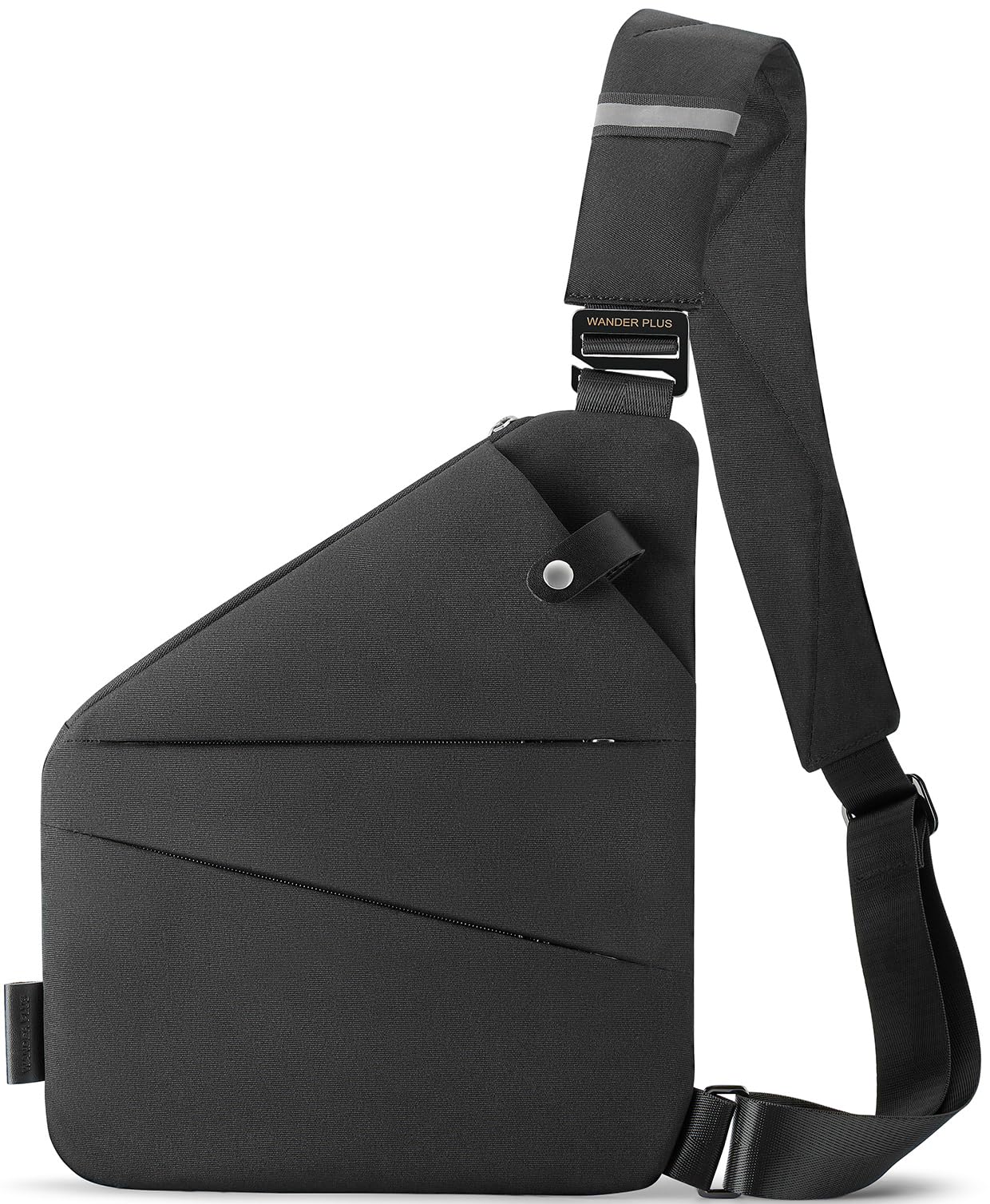 WANDER PLUS Anti Theft Crossbody Bag, Sling Chest Bags for Women Men, Shoulder Bag Anti-theft Design for Travel, Sport, Work (Black)