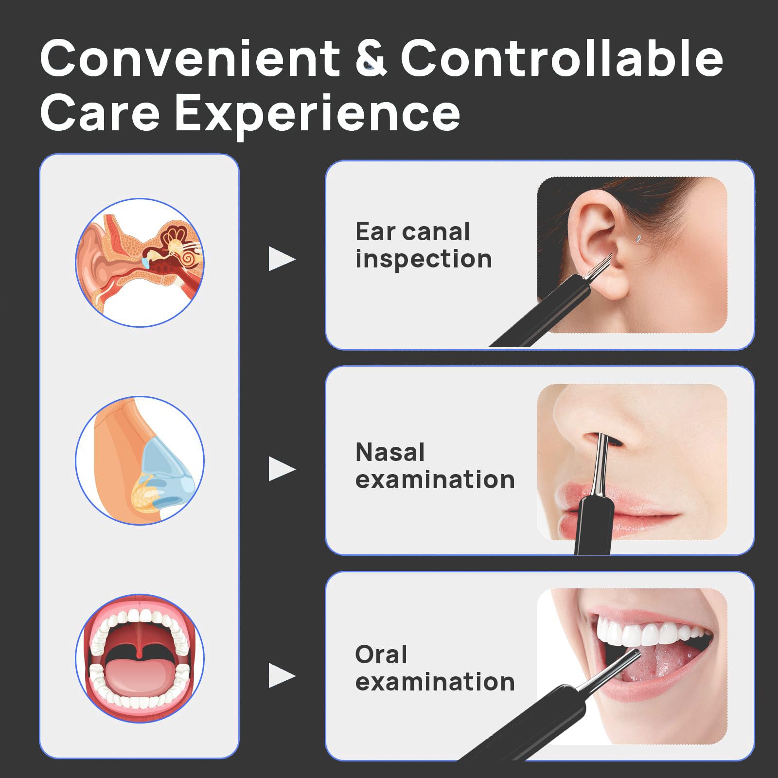 Ear Wax Removal - Earwax Remover Tool with 7 Pcs Ear Set - Ear Cleaner with Camera - Earwax Removal Kit with Light - Ear Camera with 6 Ear Spoon - Ear Cleaner for iOS & Android