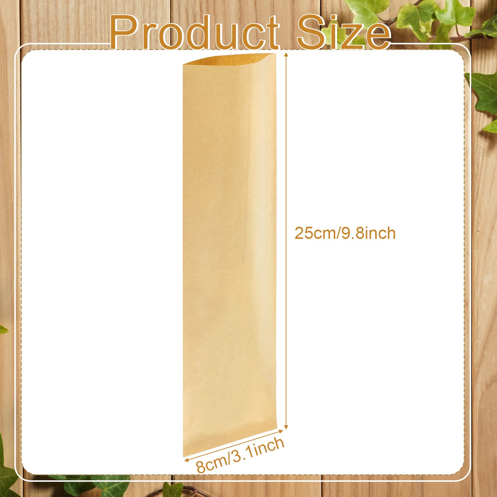 Handepo 2000 Pcs Kraft Brown Paper Bags, 3 x 10 Inch, Churro Bags for Silverware Cutlery Utensils Bakery Treats Pretzel Rods Candy Cookies Kitchen Party Supplies