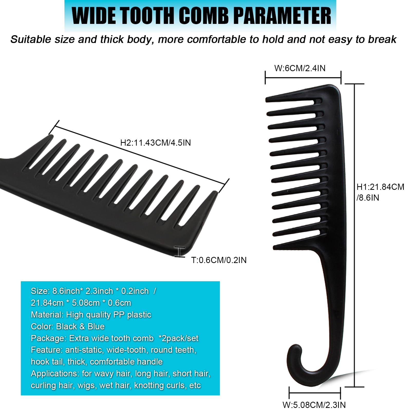 Professional Wide Tooth Combs (4PCS), Large Hair Combs for Women & Men, Reduce Dandruff, Detangle Knotting, Hair Brush for Curly Hair, Wet Hair, Long Hair, Barber Hair Styling Tools & Appliances