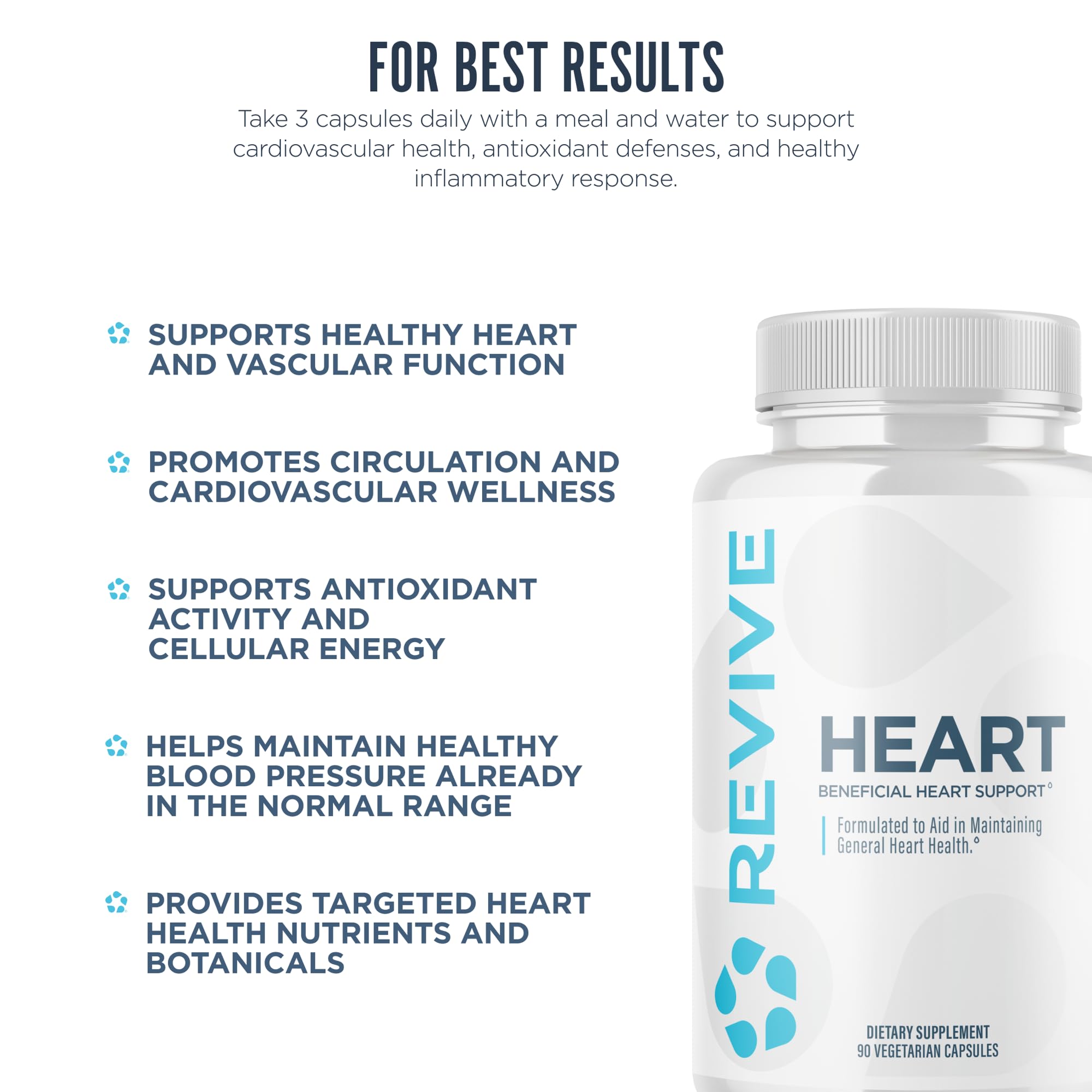 Revive MD Health Supplements, 90 Veggie Capsules - CoQ10 Supplement Supports Heart Muscle Function - Coenzyme Q10 200mg Promotes Healthy Flow - Vegan-Friendly & Gluten-Free