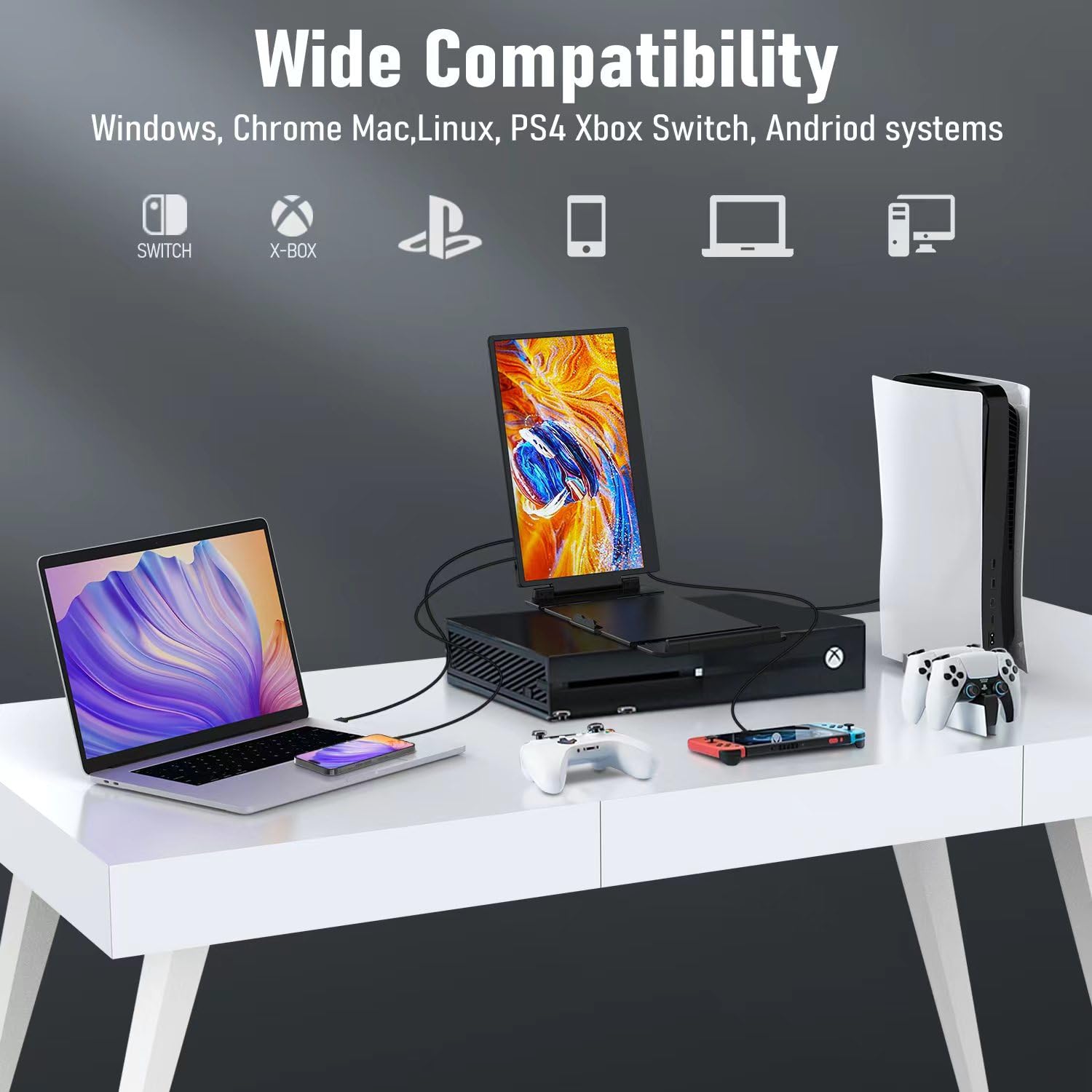 14.2" Laptop Screen Extender, 1080P FHD IPS Laptop Monitor Extender Dual Screen USB C HDMI, Plug-Play Portable Monitor for Laptops for 13"-17.3" Laptops, Compatible for Mac/Wins/Android/Switch