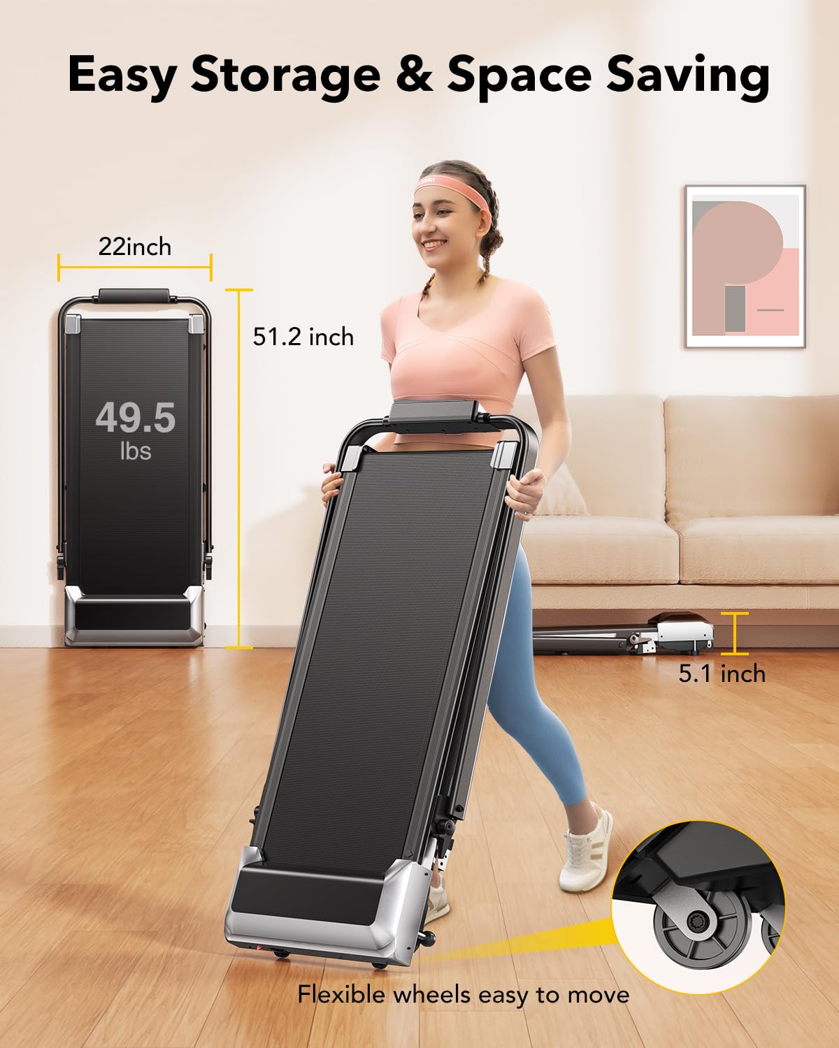 TOPUTURE Walking Pad Treadmill with 12% Incline, 6 in 1 Folding Treadmill with Adjustable Handle Bar for Home/Office, Under Desk Treadmills Portable Walking Pad with App, Remote Control & LED Display