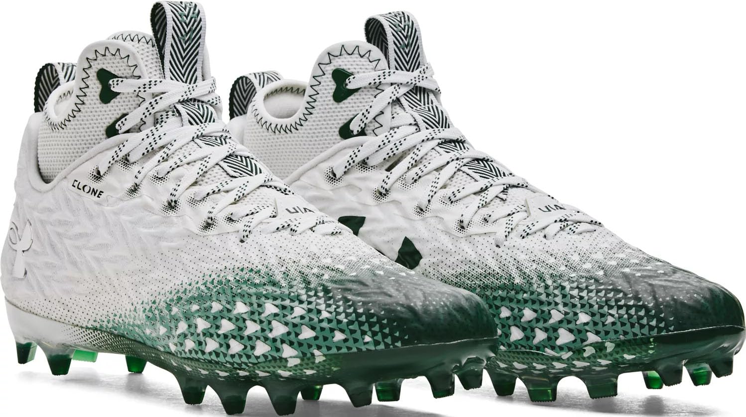 Under Armour Spotlight Clone 3.0 MC Mens Football Cleats White-Forest Green
