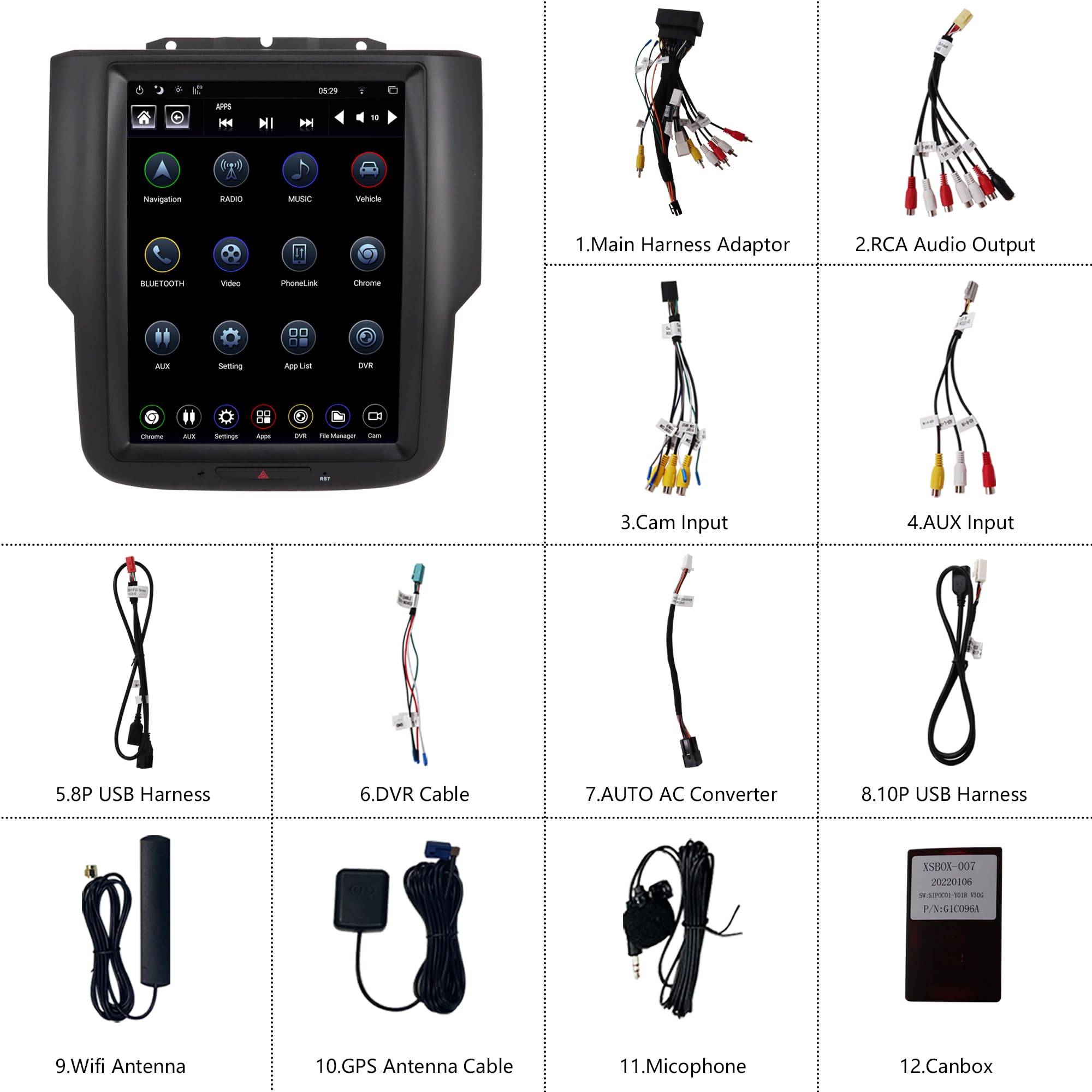 LINKSWELL T-Style 10.4 Inch Radio Replacement for RAM 2013-2018 Trucks 1500 2500 3500 GPS Navigation Android Head Unit Multimedia Player HDMI/BT/USB/AUX/WiFi Car Stereo TS-DGPU10-4RR-4B