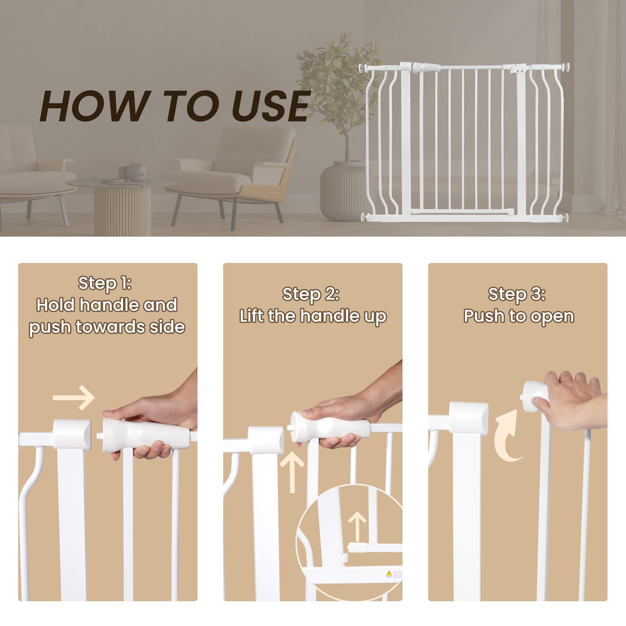 BalanceFrom Easy Walk-Thru Safety Gate for Doorways and Stairways with Auto-Close/Hold-Open Features, 30-Inch Tall, Fits 29.1 - 43.3 Inch Openings, White