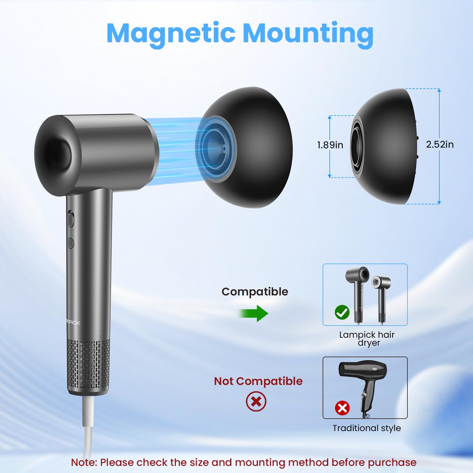 LAMPICK Hair Dryer Diffuser, Diffuser Attachment for Hair Dryer for Curly & Wavy Hair, Hair Diffuser for Curly Hair for Home Salon Gym Women Men & Pet Grooming