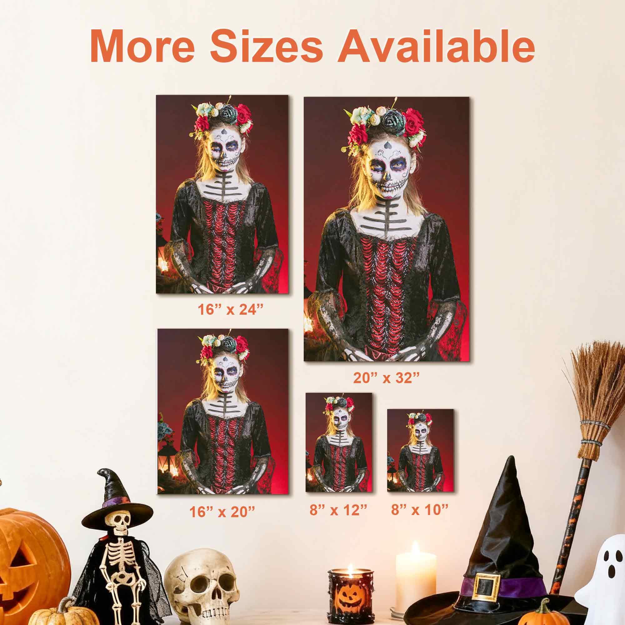 Custom Halloween Canvas Wall Art Decor, Personalized Halloween Canvas Wall Art & Framed Prints for Living Room, Bedroom, Office & Autumn Fall Home Decoration (8" X 10")