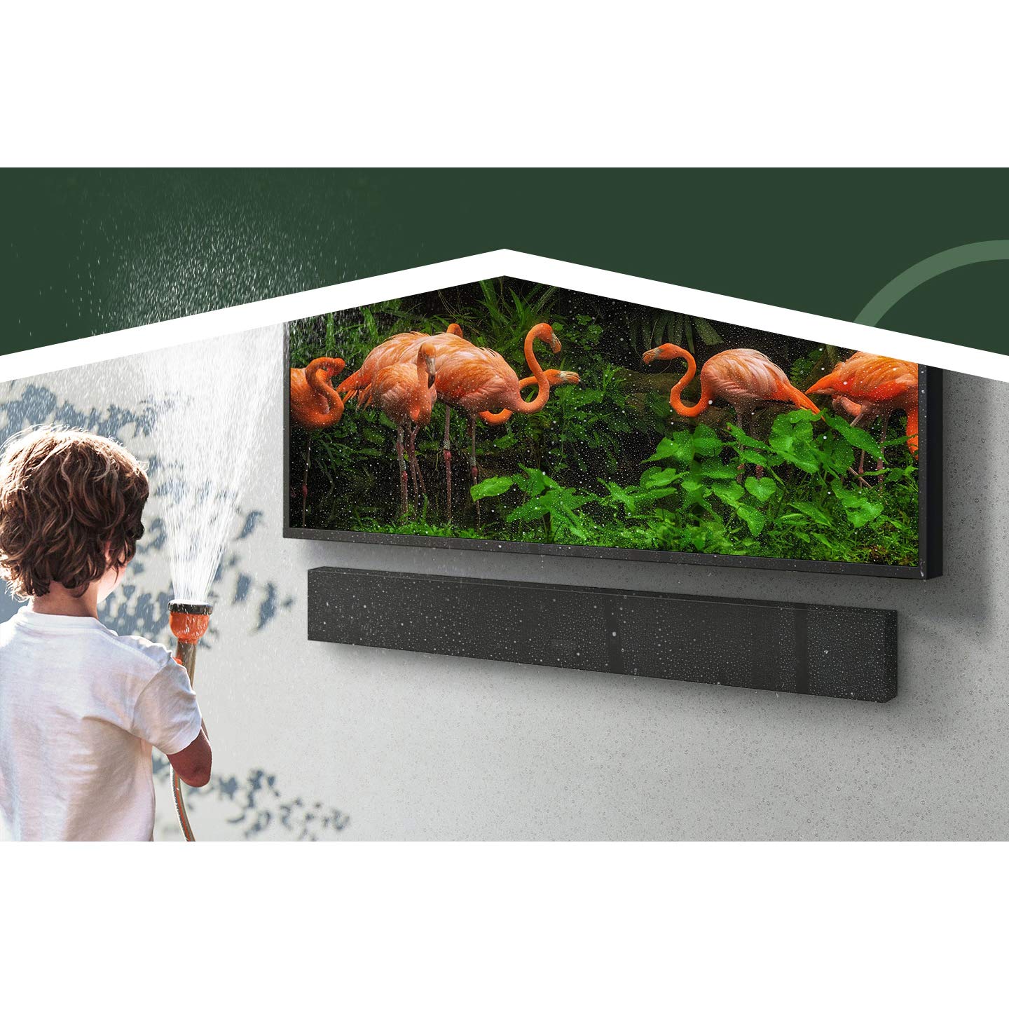Samsung HW-LST70T 3.0ch The Terrace Soundbar Dolby 5.1ch Built in Subwoofer & Outdoor Weather Resistant Bundle w/Wall Mount + CPS Protection Pack Pack + 2 Deco Gear HDMI Cables +Streaming Kit