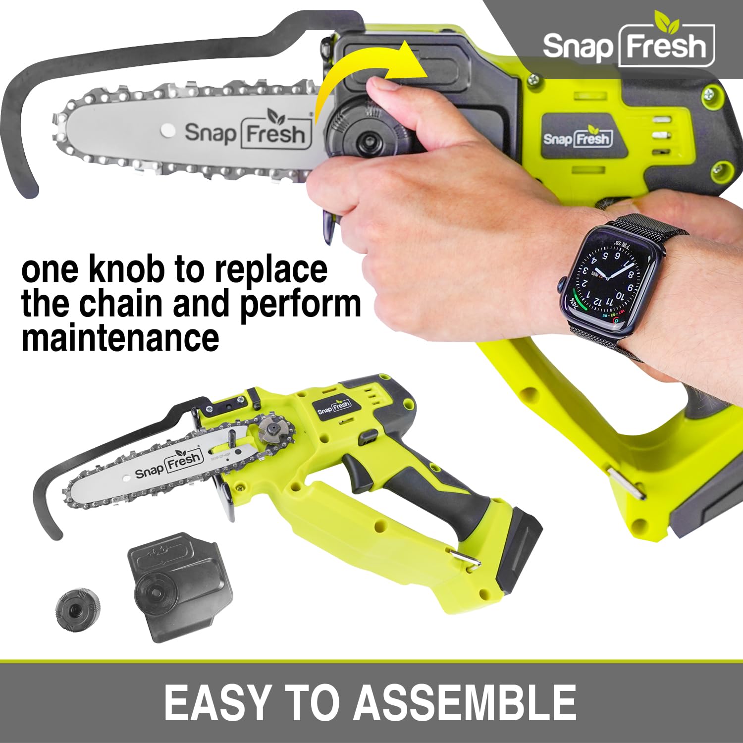 SnapFresh Mini Chainsaw Cordless, 5 Inch Electric Chainsaw Portable, Handheld Chain Saw With 2.0ah Battery & Fast Charger, Small Battery Powered Chainsaw for Wood Cutting Tree Trimming, Gift for Men