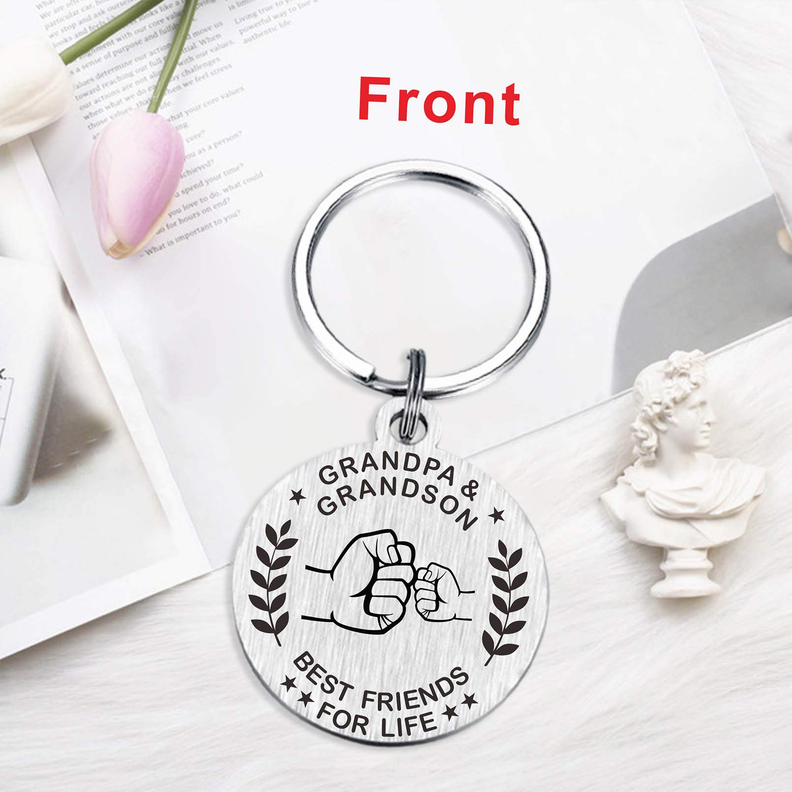 MXRSDF Grandpa Gifts - Grandfather Grandson Keychain