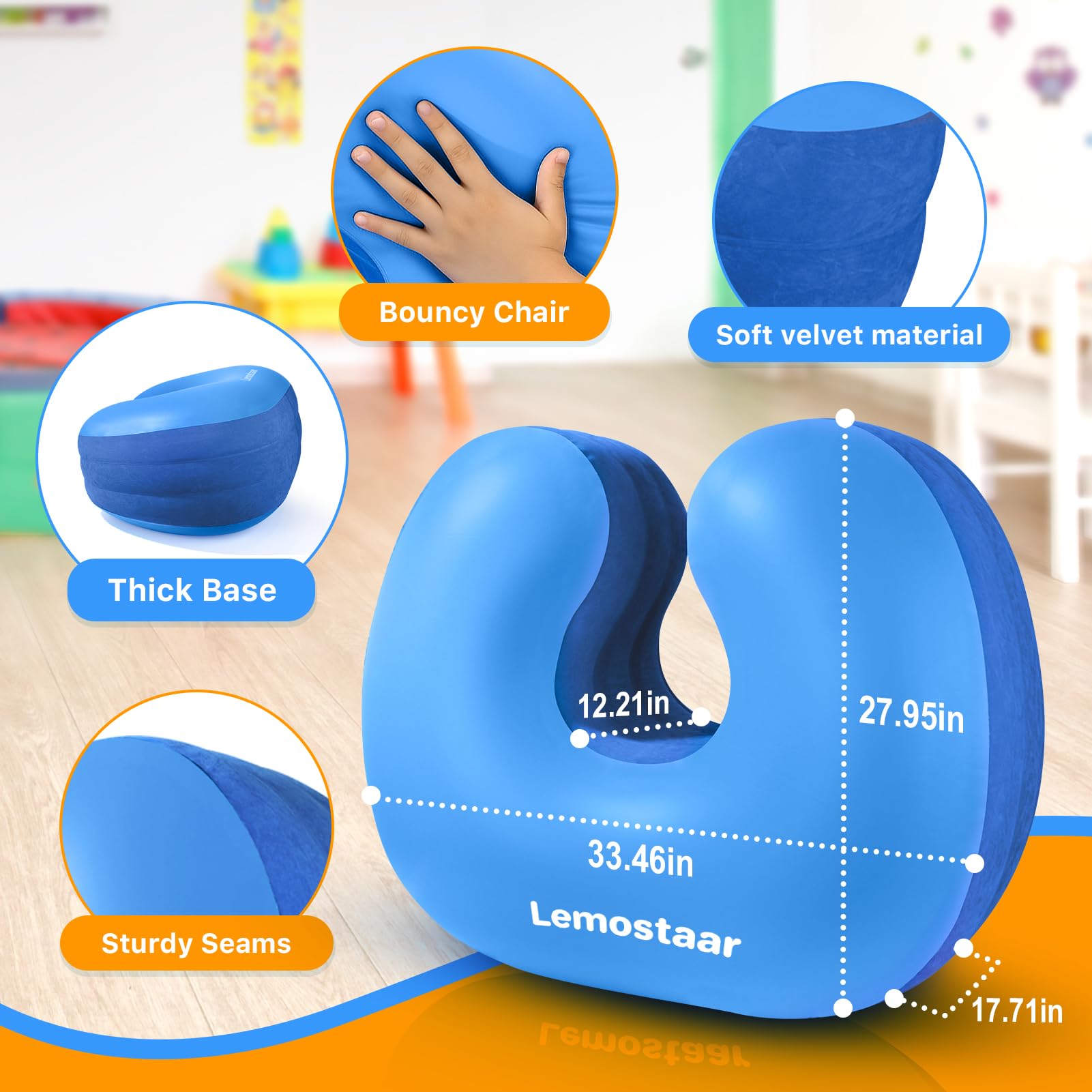 Inflatable Sensory Chair for Kids Toddlers, Soft Squeeze Seat for Kids with Autism & ADHD, Compression Rocking Chair for Sensory Room Must Have, Autism Sensory Products Includes Electric Air Pump