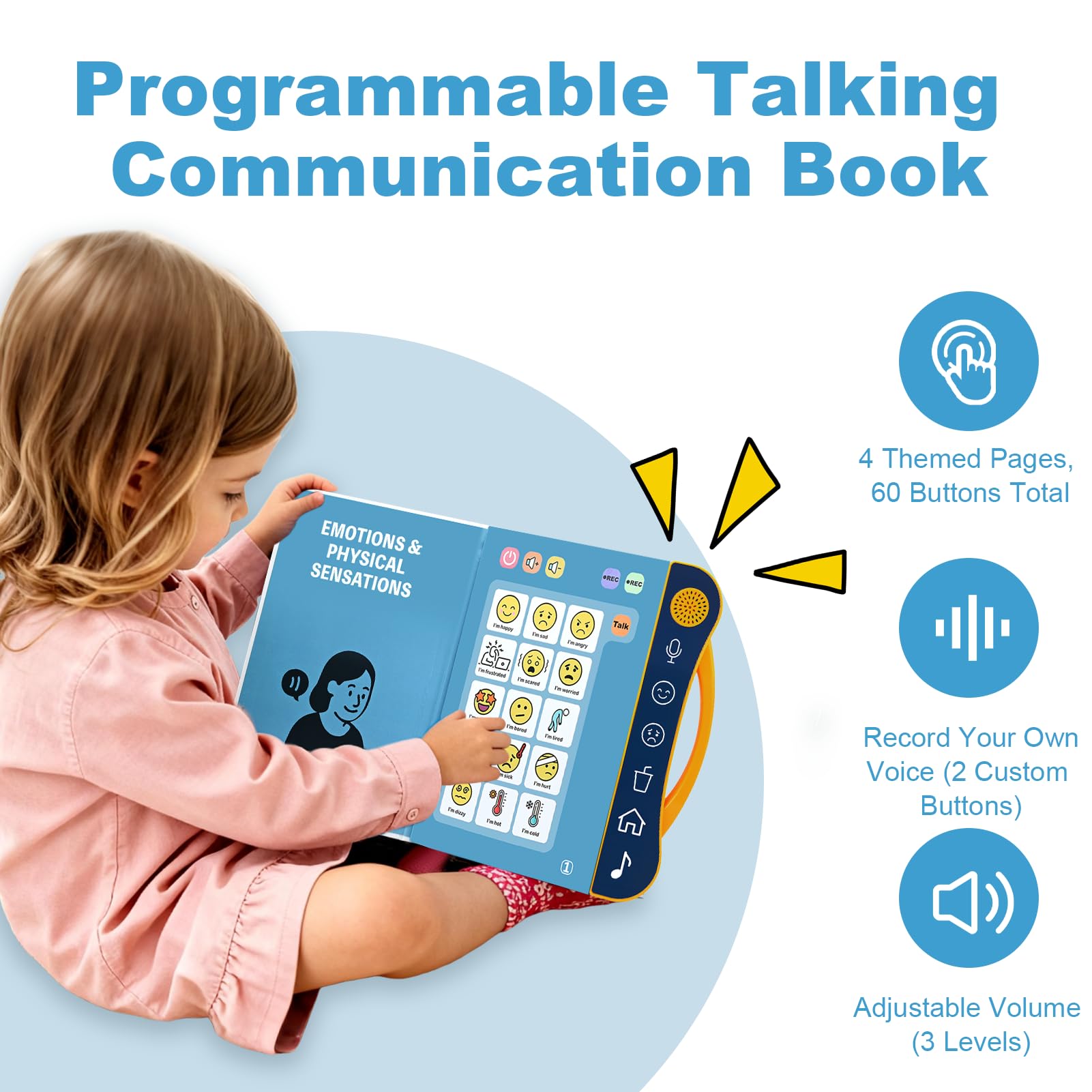 AAC Device for Autism, Communication Board for Nonverbal Kids & Adults, Speech Therapy Materials with 8 Programmable Buttons & Adjustable Volume, Gifts for People with Autism Classroom Must Haves