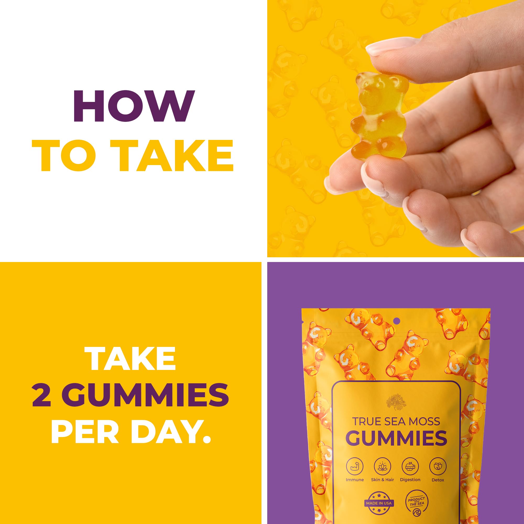 TrueSeaMoss Sea Moss Gummies Pouch & Strawberry Sea Moss Gel