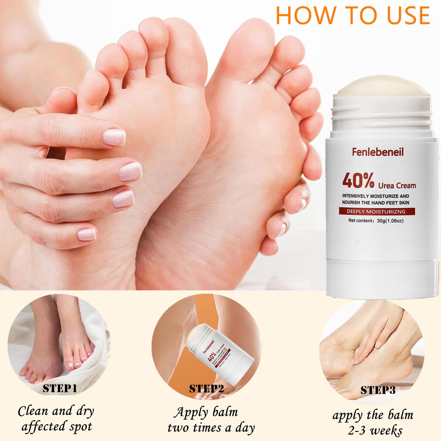 Urea Cream 40 Percent Foot Cream for Dry Cracked Heel and Feet Cracked Heel Repair 40% Urea Cream Balm for Feet Hand Moisturizing Lotion Dead Skin Remover Softener Feet Care Treatment For Women Men