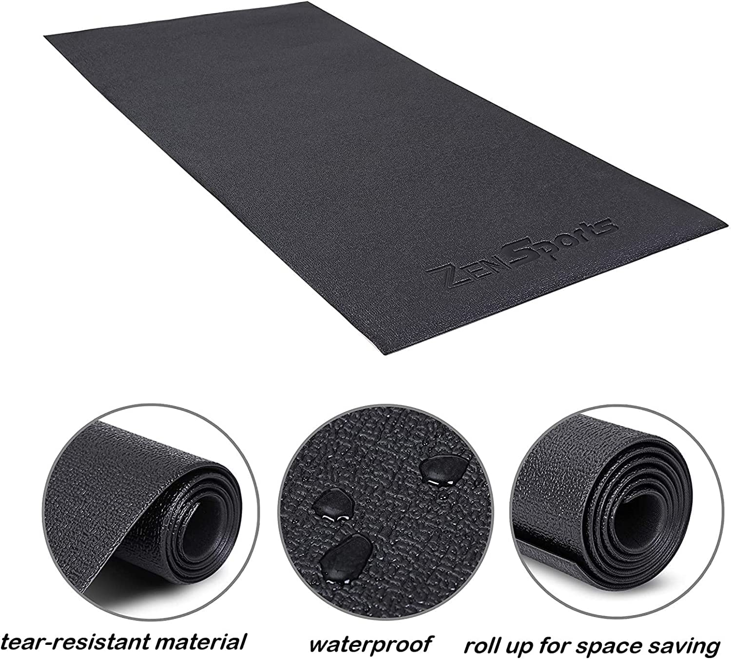 ZENY Exercise Equipment Mat 96''x38'', Exercise Bike, Elliptical, Treadmill Mat, Bike Trainer Pad for Gym Equipment Floor Protector