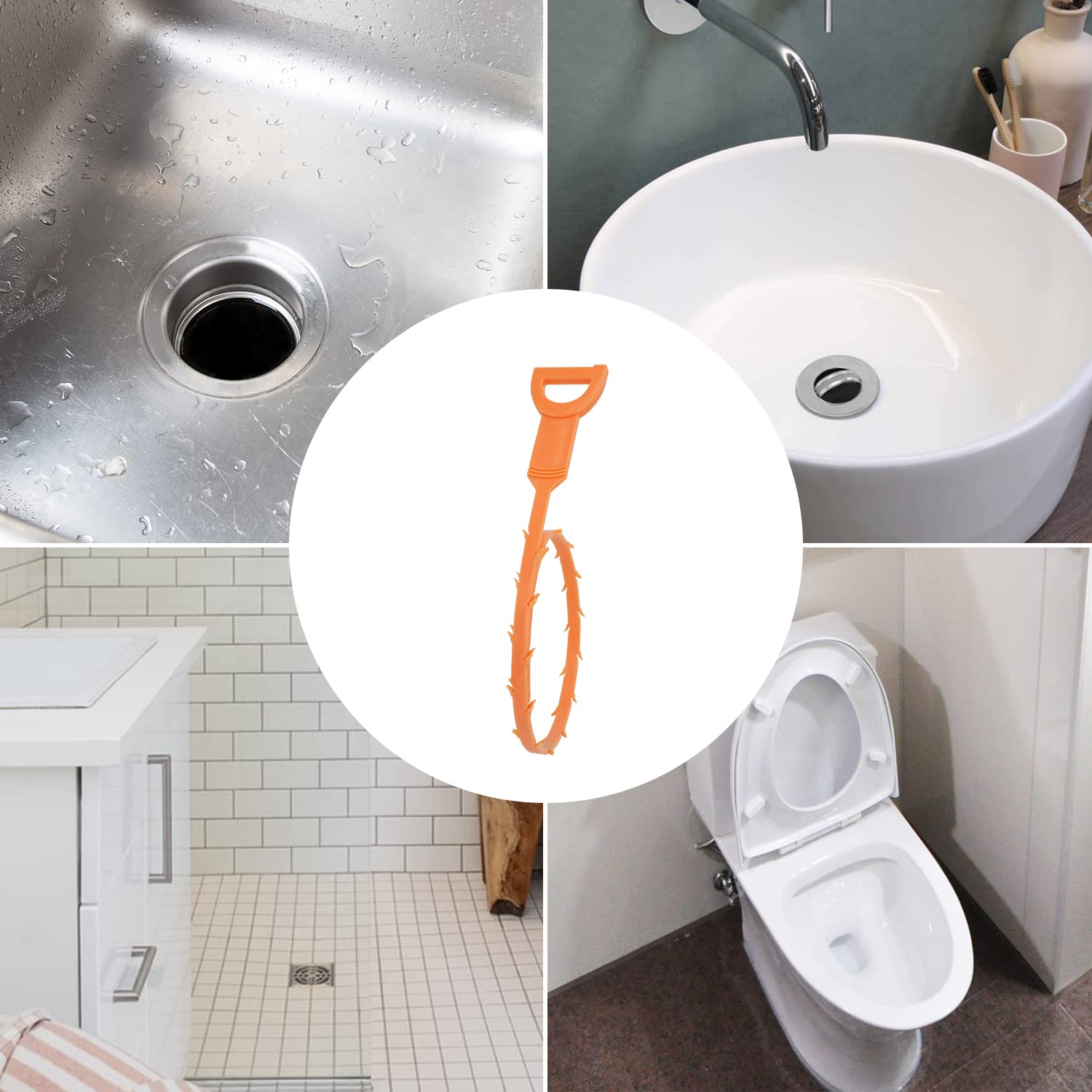 Amazon Basics Flexible Drain Clog Remover Snake Tool for Hair and Debris, Unclog Toilet, Sink, Shower, Bathtub, Sewer, 19.6-Inch, 12 Pack