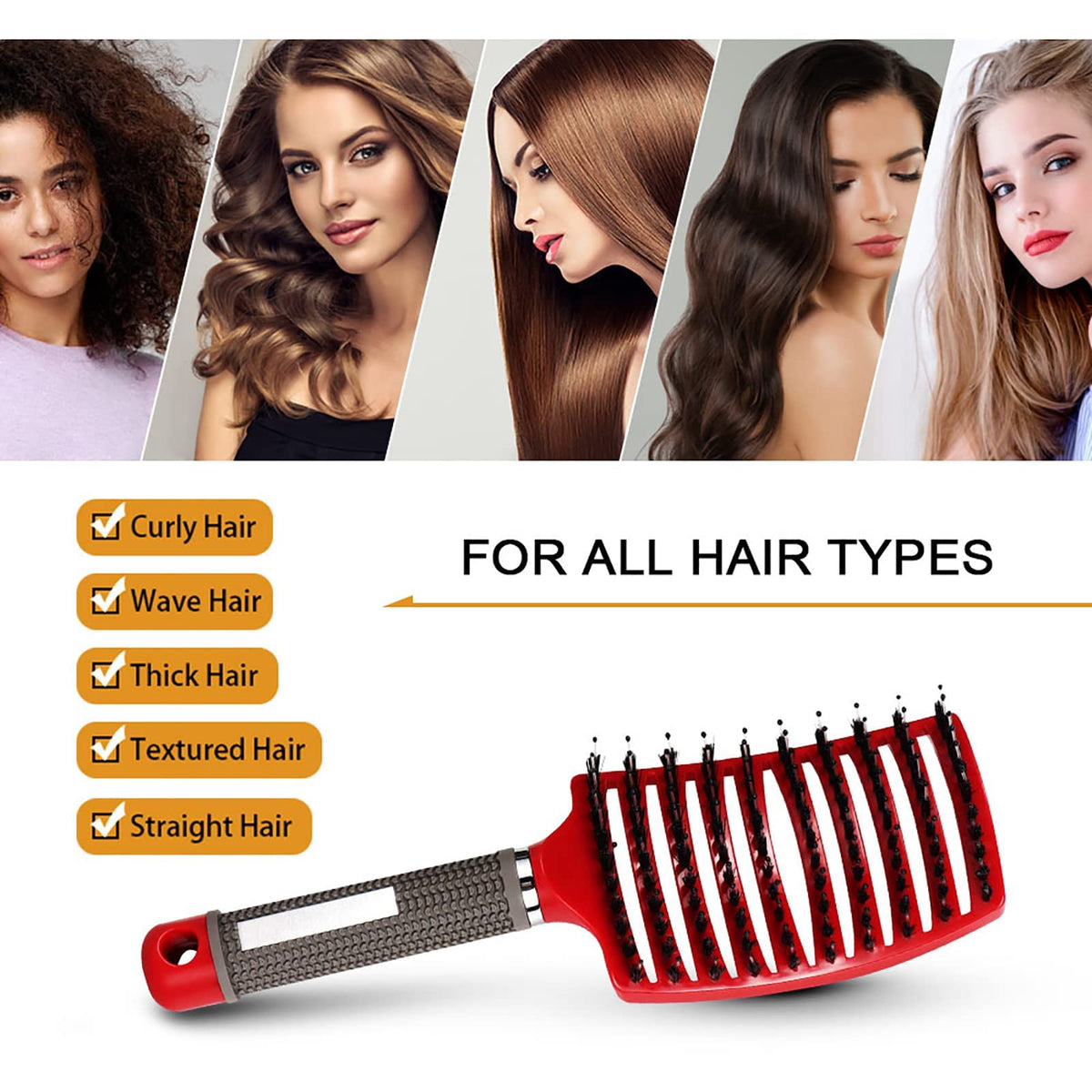 Hairstreaq Detangling Brush, Wet Dry Detangler Hair Brushes, Vented Detangling Brush, Fast Drying Styling Massage Hairbrush for Women & Kids’ Long, Thick, Thin, Curly & Tangled Hair (Pink)