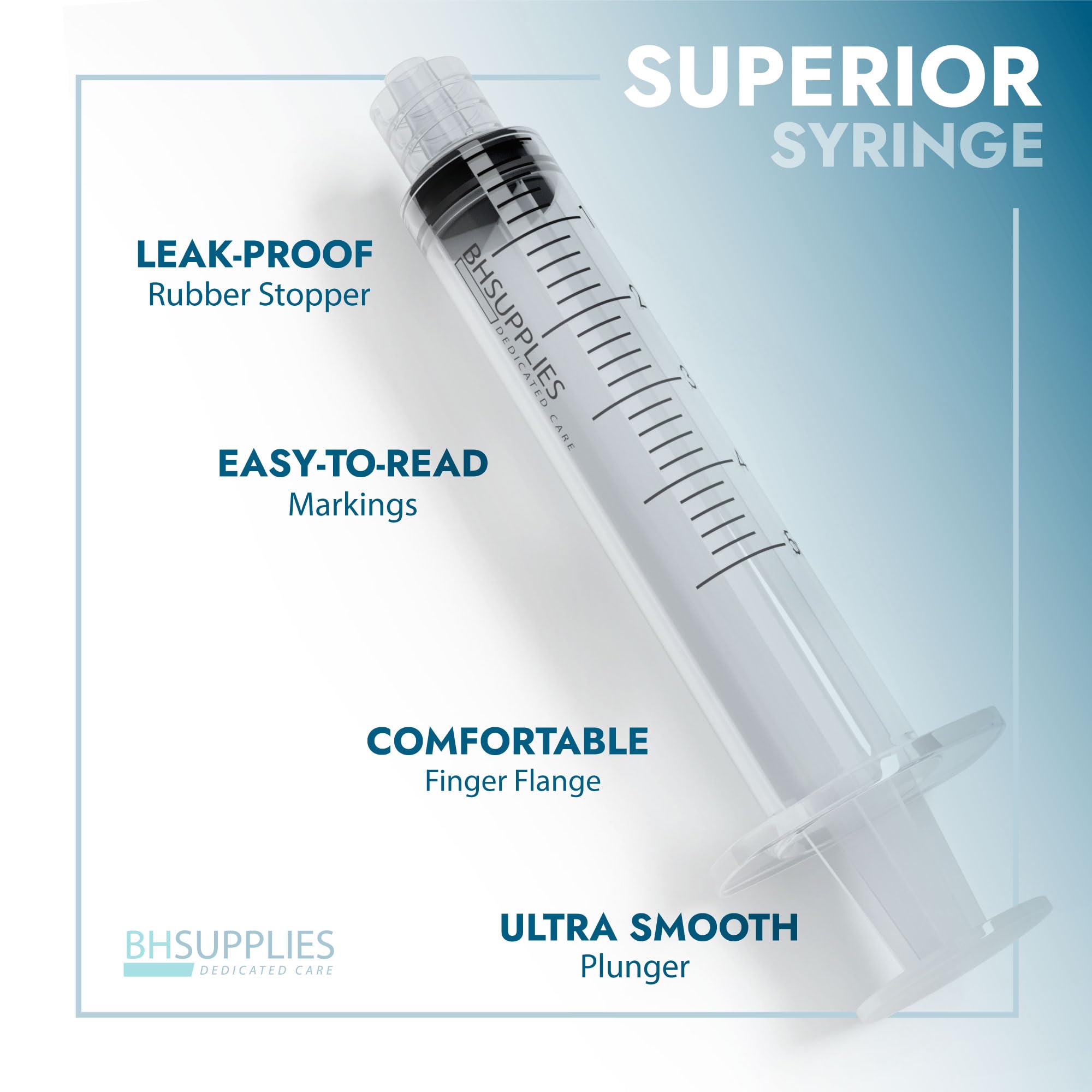 BH Supplies 1ml Luer Lock Tip Syringes (No Needle) - Sterile, Individually Wrapped - 100 Syringes