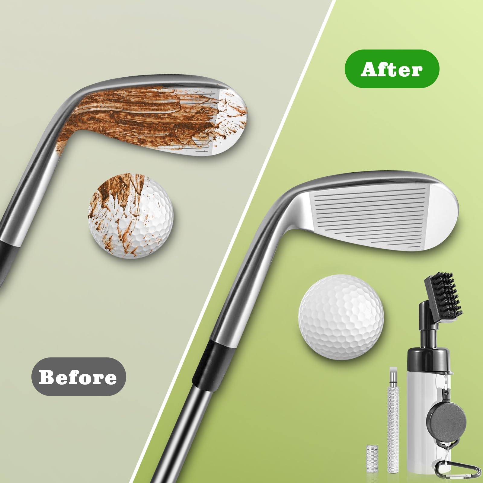 Pro Golf Club Cleaner Brush with Golf Groove Sharpener Tool 8 Inches Golf Water Brush with Retractable Clip Hold 5oz of Water Ideal Golf Accessories for Men/Women(White)
