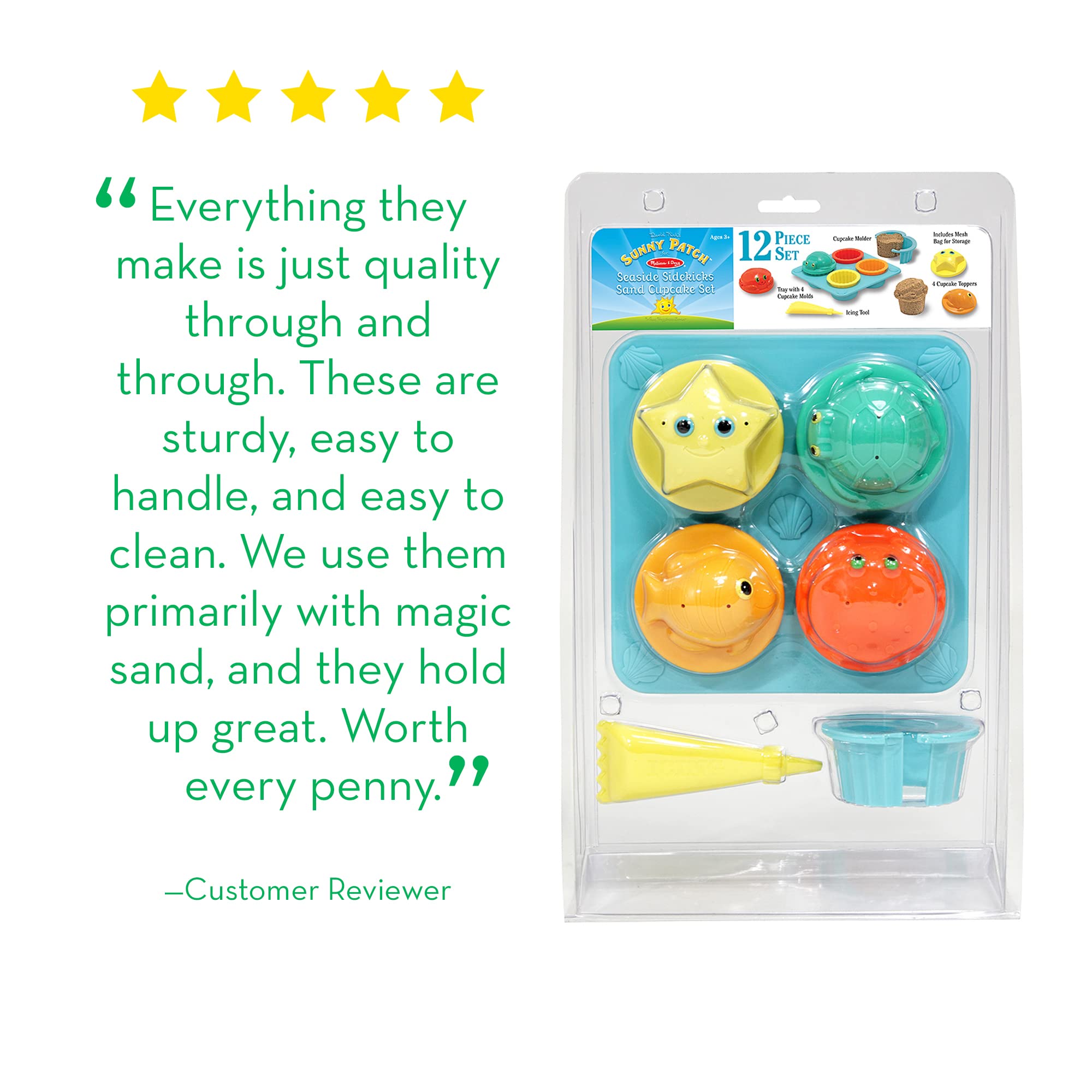 Melissa & Doug Sunny Patch Seaside Sidekicks Sand Cupcake Play Set - Toddler Beach Toys, Outdoor Toys For Sandbox, Sand Toys For Toddlers And Kids Ages 3+