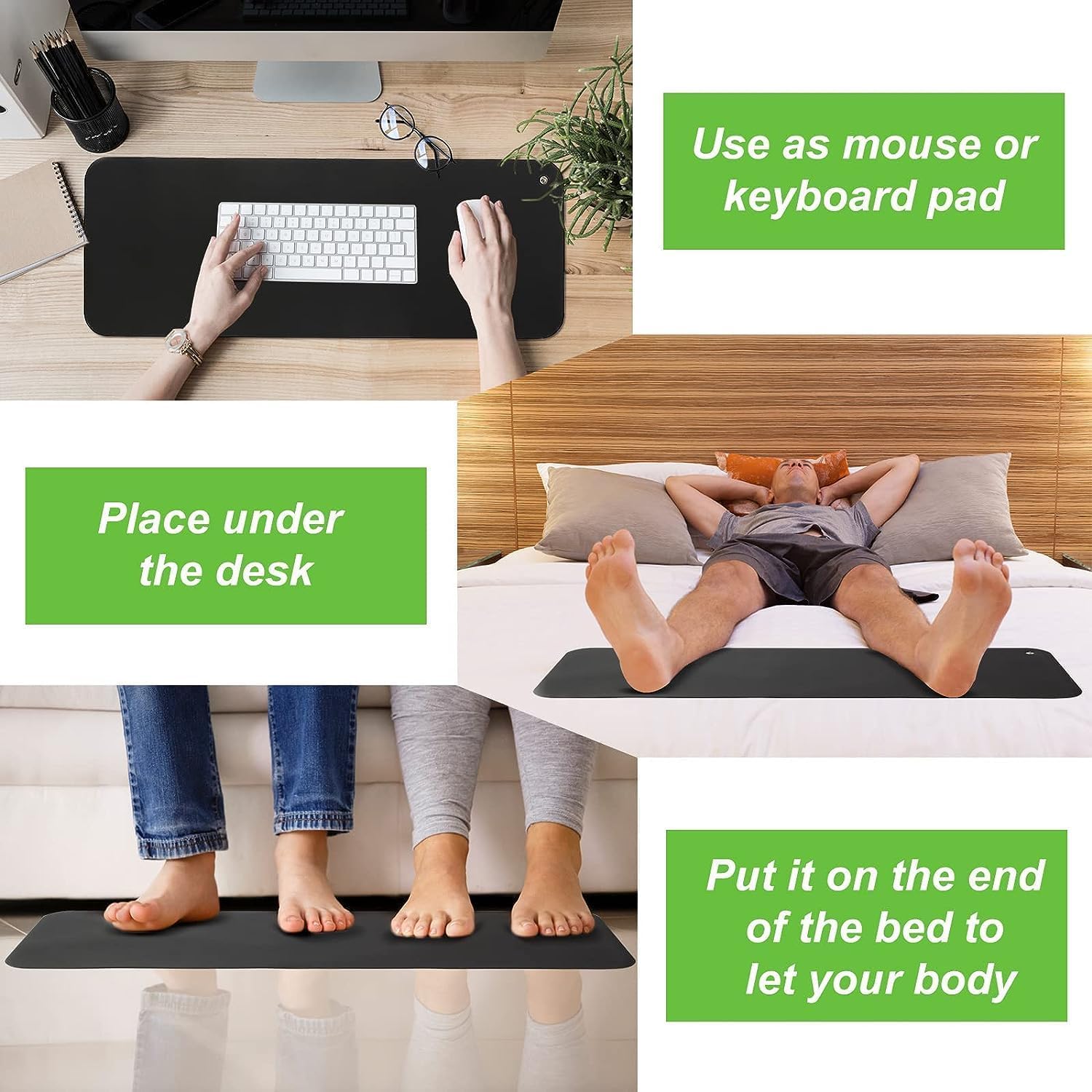 9.8" x 26.7"Grounding Mat Kit with 15ft Grounding Cord,Grounding Pad for Health Grounding Bed Mat for Foot Mat,Computer Mat, Sleep Mat, Pet Mat