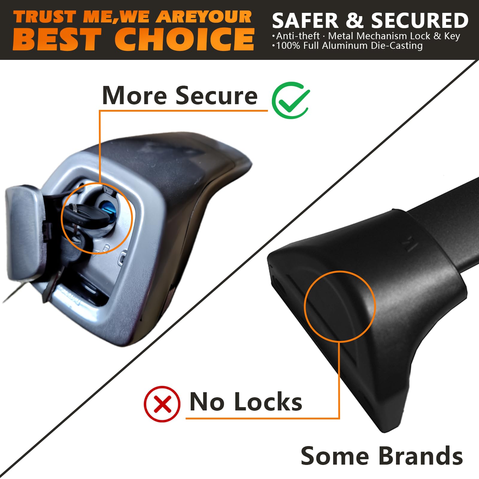 Roof Racks Aluminum Alloy ONLY Structure Cross Bars Rail Fit for Kia Telluride for Hyundai Palisade 2019 2020 2021 2022 2023 2024 Rack Crossbar (Sliver)