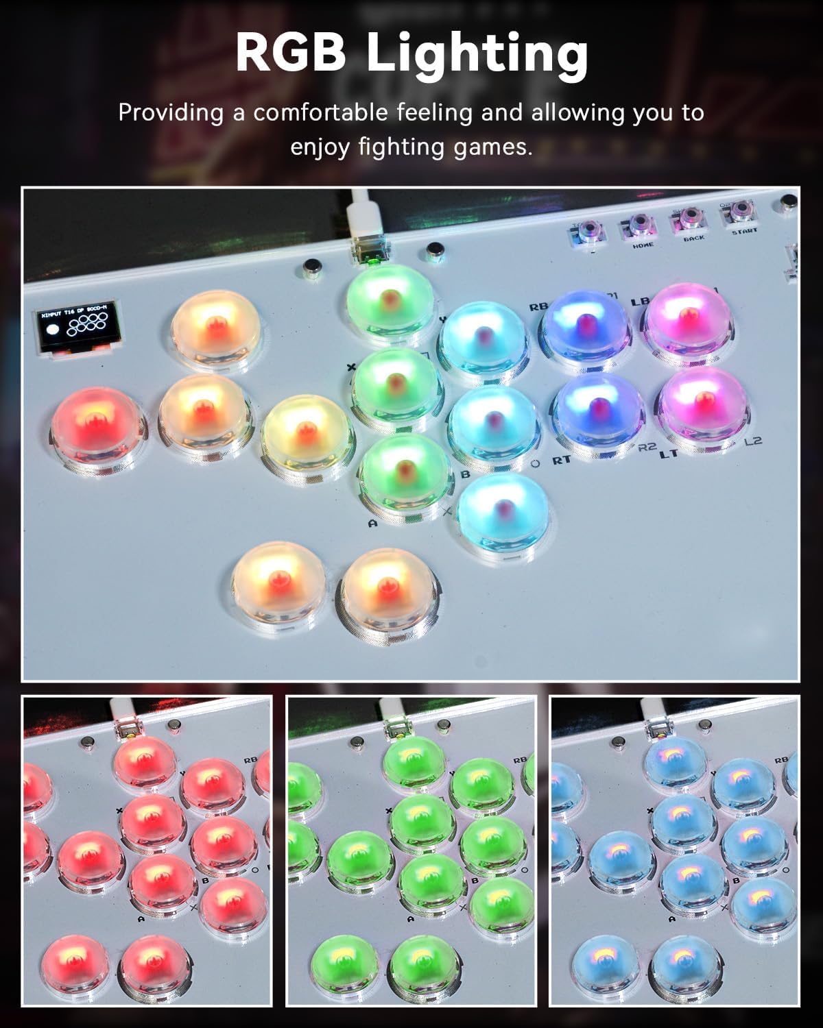 Sehawei Haute42 Arcade Stick 16Keys All-Button Gamerfinger with Turbo Functions & Custom RGB,Arcade Controller Street Fight for PC/Ps3/Ps4/Switch/Steam Game Keyboard-Supports Hot Swap & SOCD